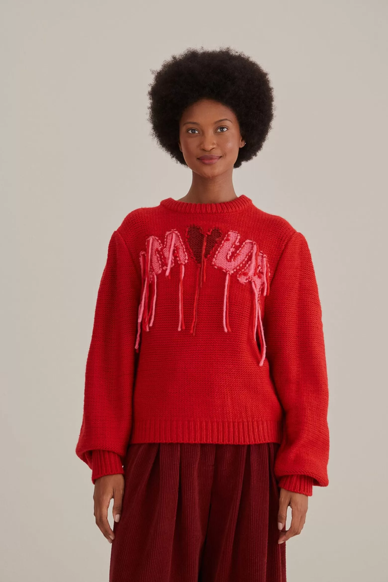 Shop FARM Rio  AMOUR EMBROIDERED KNIT SWEATER