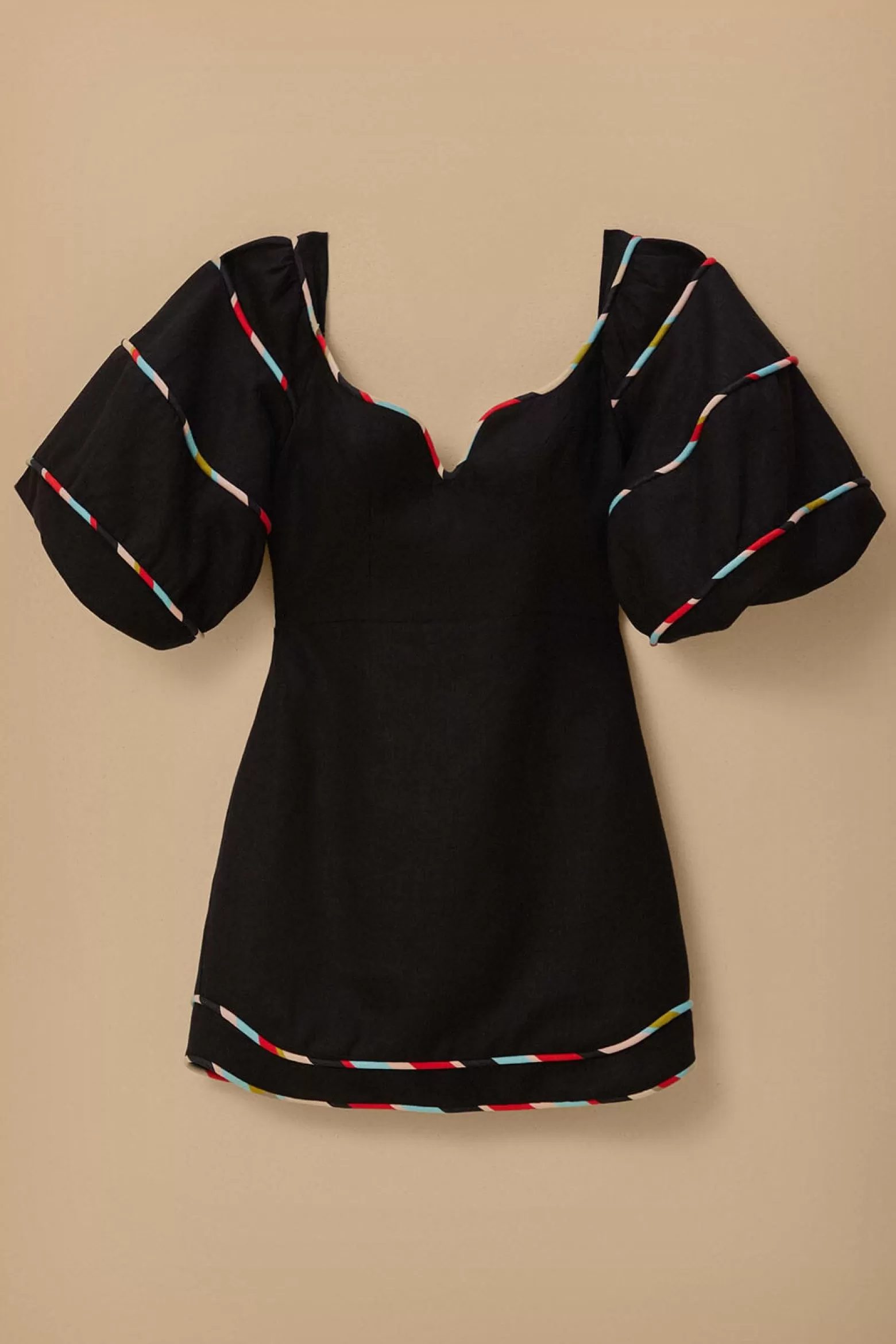 Hot FARM Rio  BLACK COLORED STRIPES SHORT SLEEVE MINI DRESS
