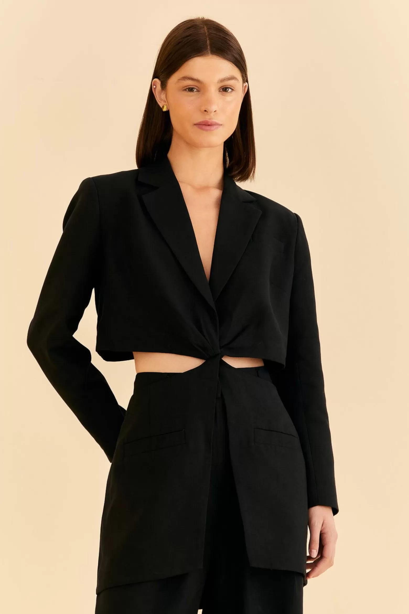 Discount FARM Rio  BLACK CUT OUT BLAZER