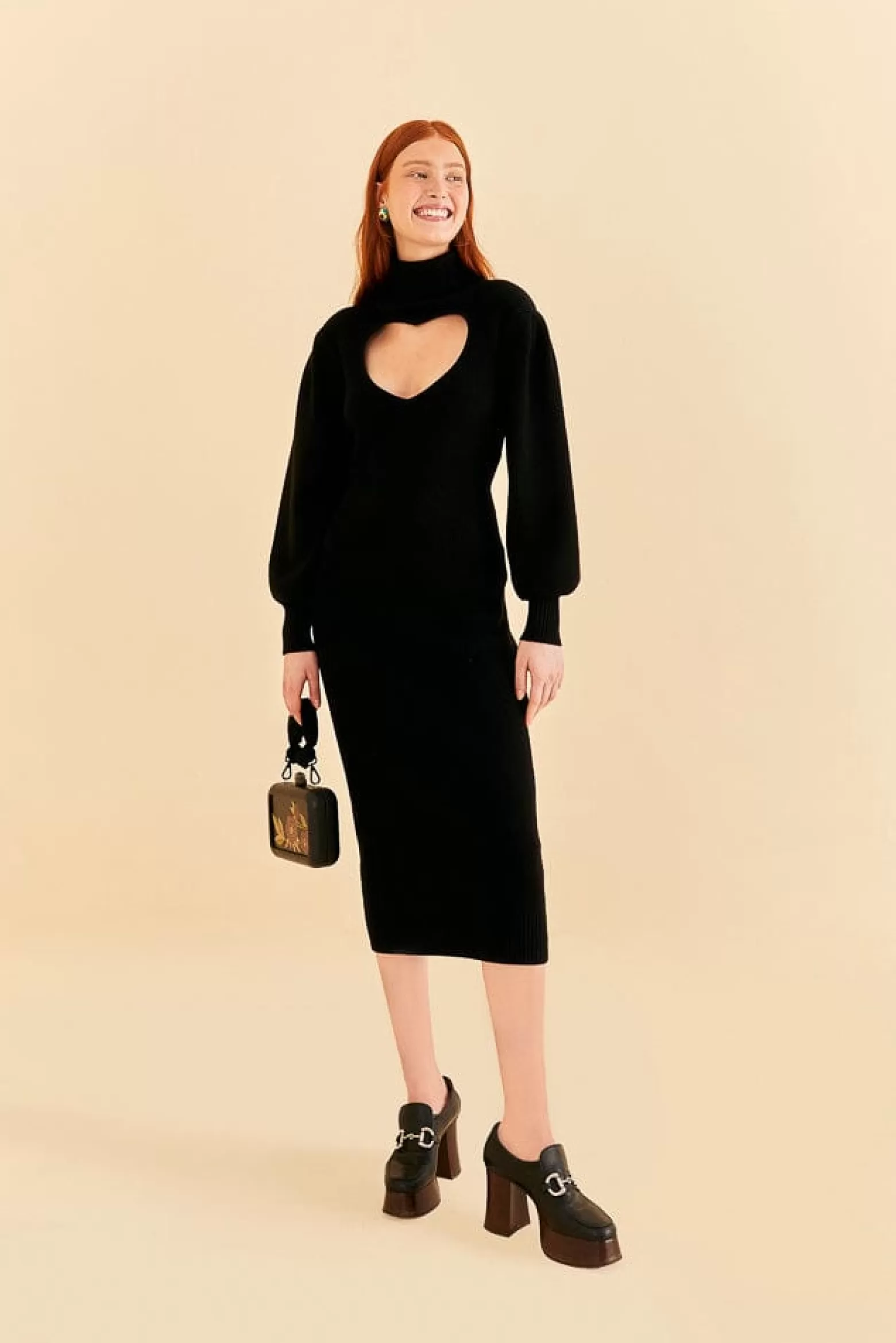 Best Sale FARM Rio  BLACK HEART NECKLINE KNIT DRESS