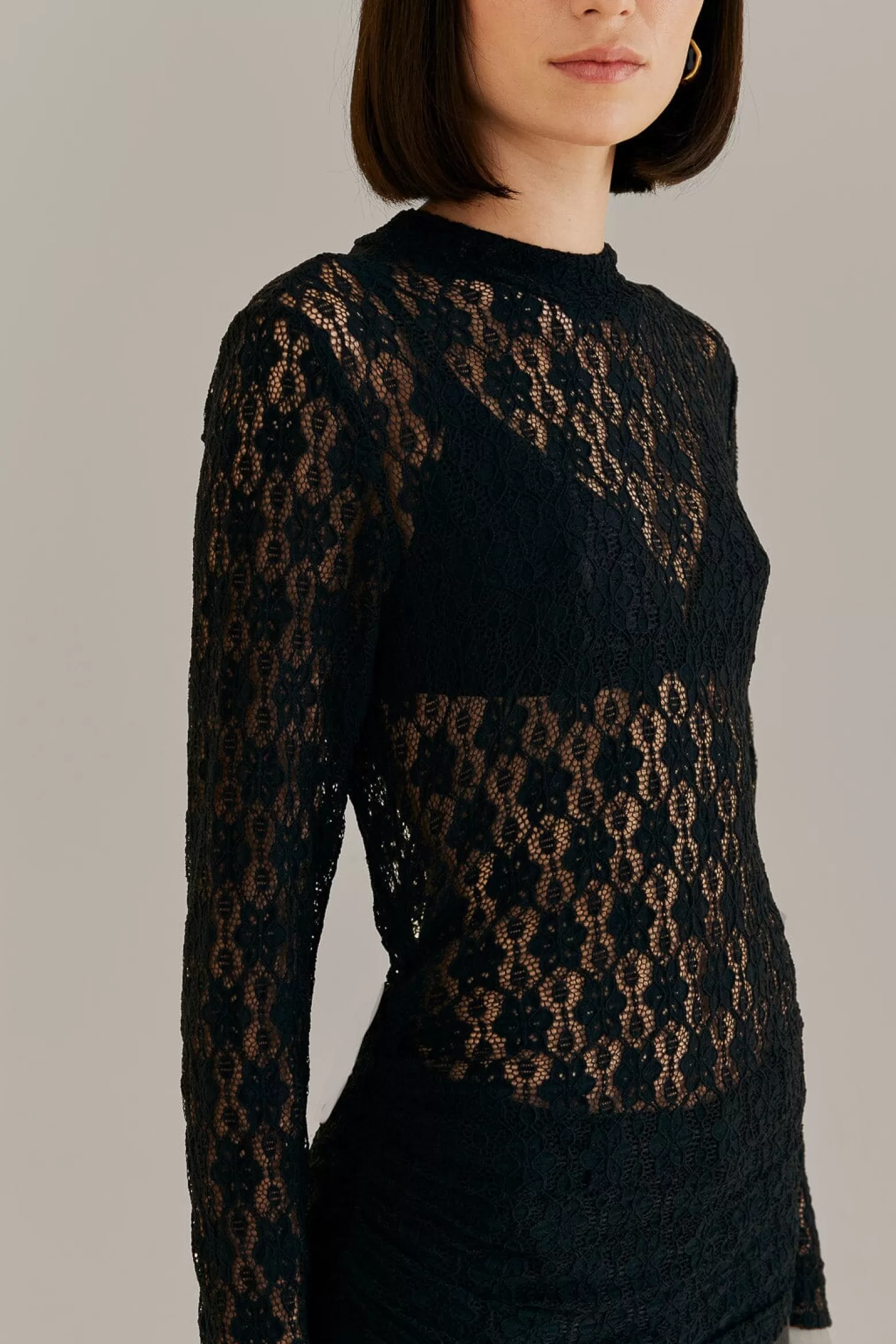 Best FARM Rio  BLACK LACE LONG SLEEVE BLOUSE