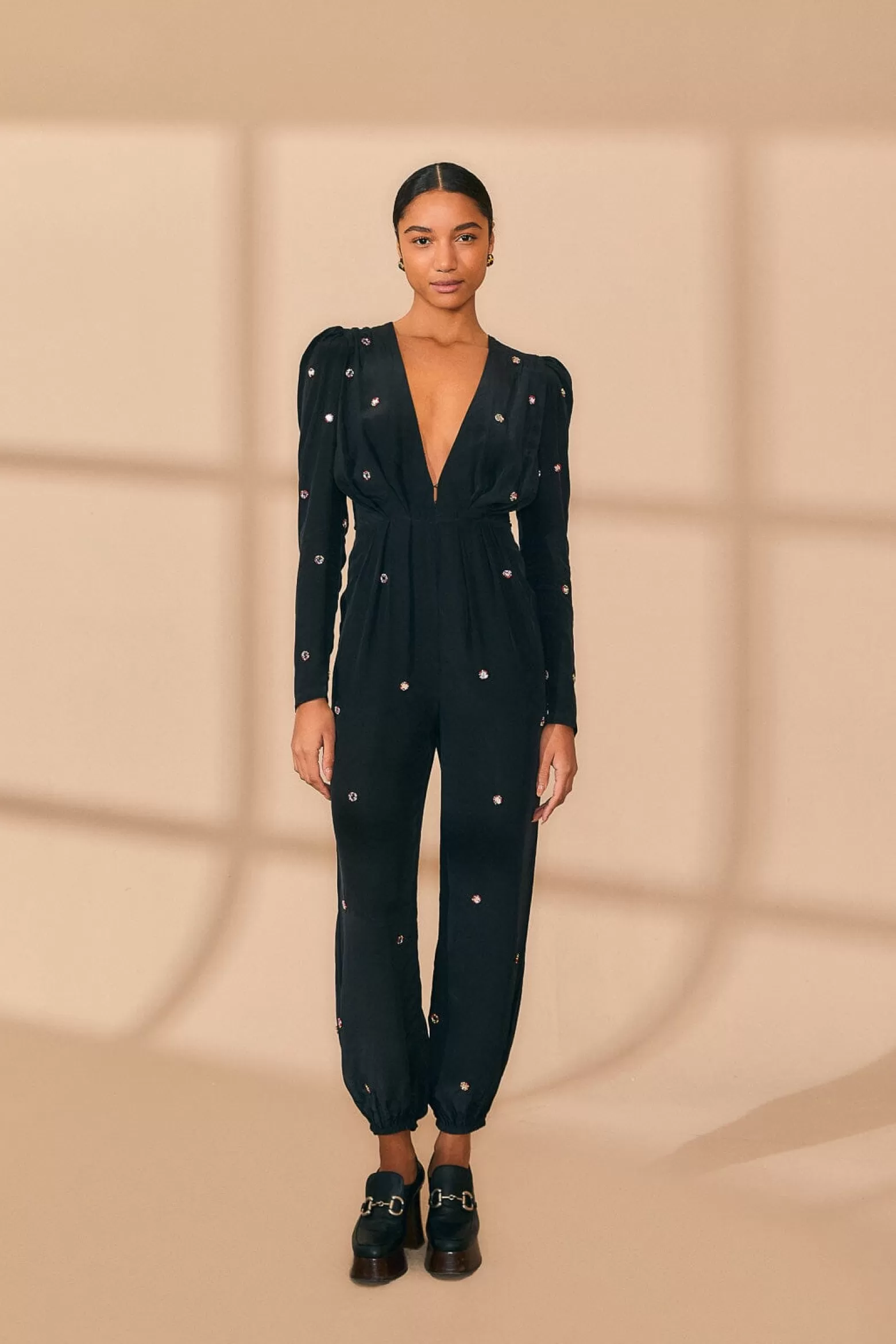 Cheap FARM Rio  BLACK MIRROR EMBROIDERED JUMPSUIT