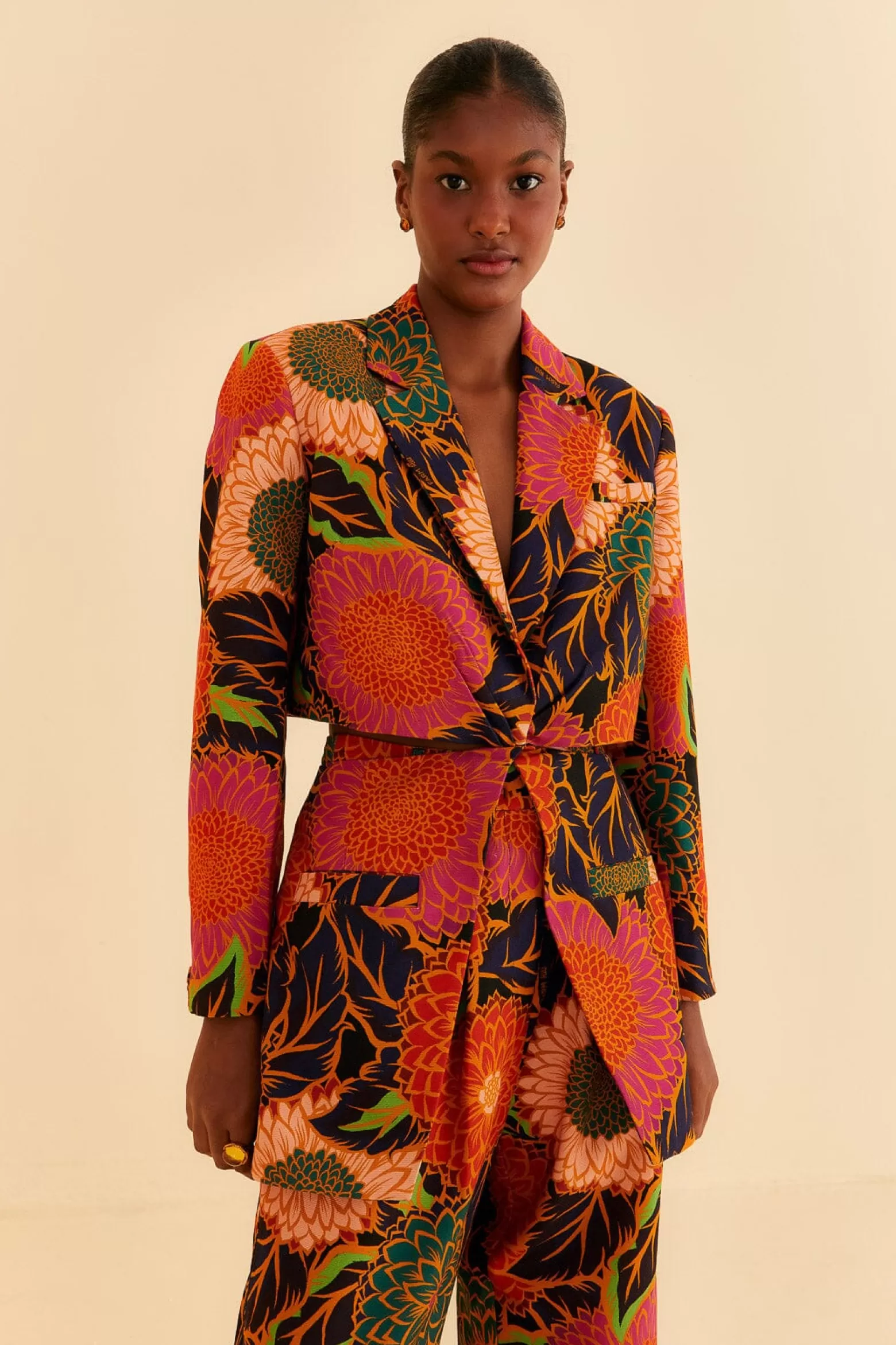Outlet FARM Rio  BLACK VINTAGE GARDEN CUT OUT BLAZER