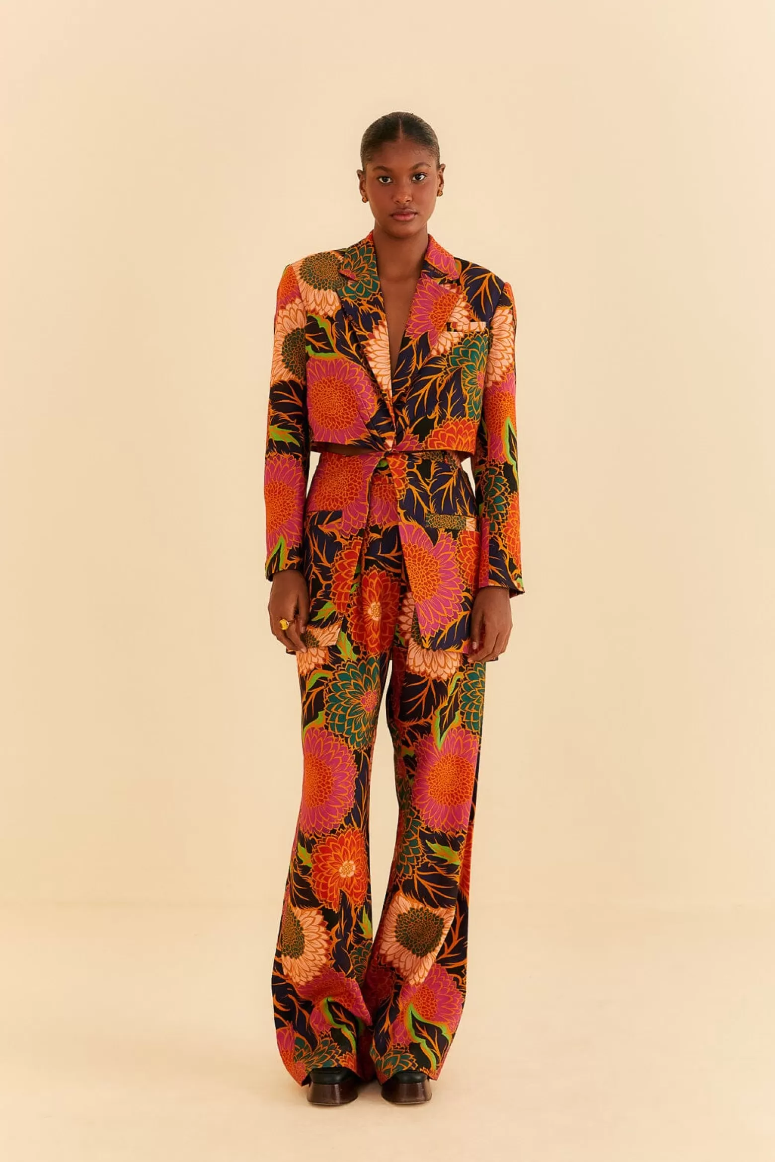 Outlet FARM Rio  BLACK VINTAGE GARDEN CUT OUT BLAZER