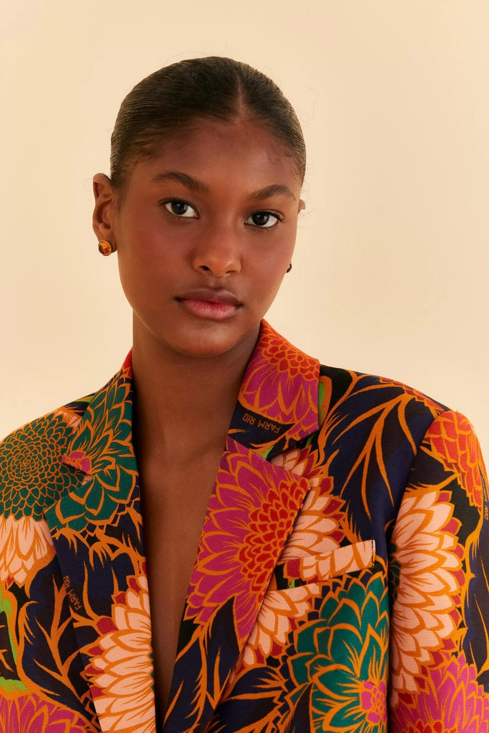 Outlet FARM Rio  BLACK VINTAGE GARDEN CUT OUT BLAZER