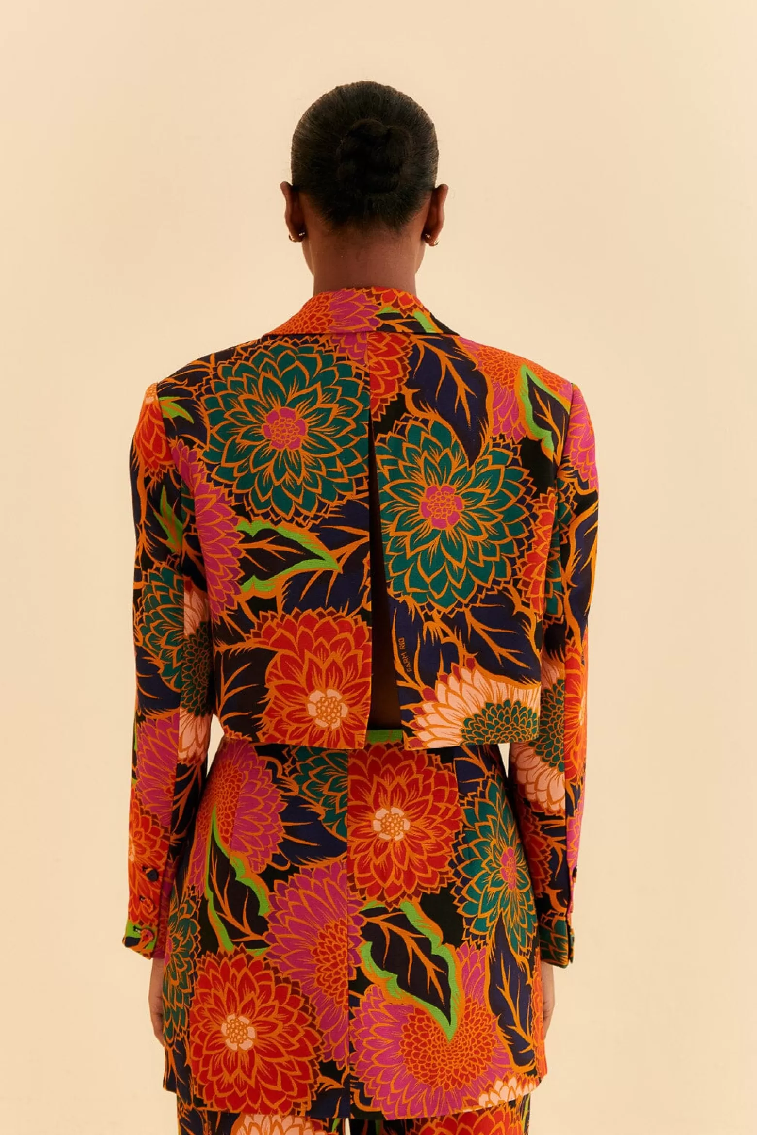 Outlet FARM Rio  BLACK VINTAGE GARDEN CUT OUT BLAZER