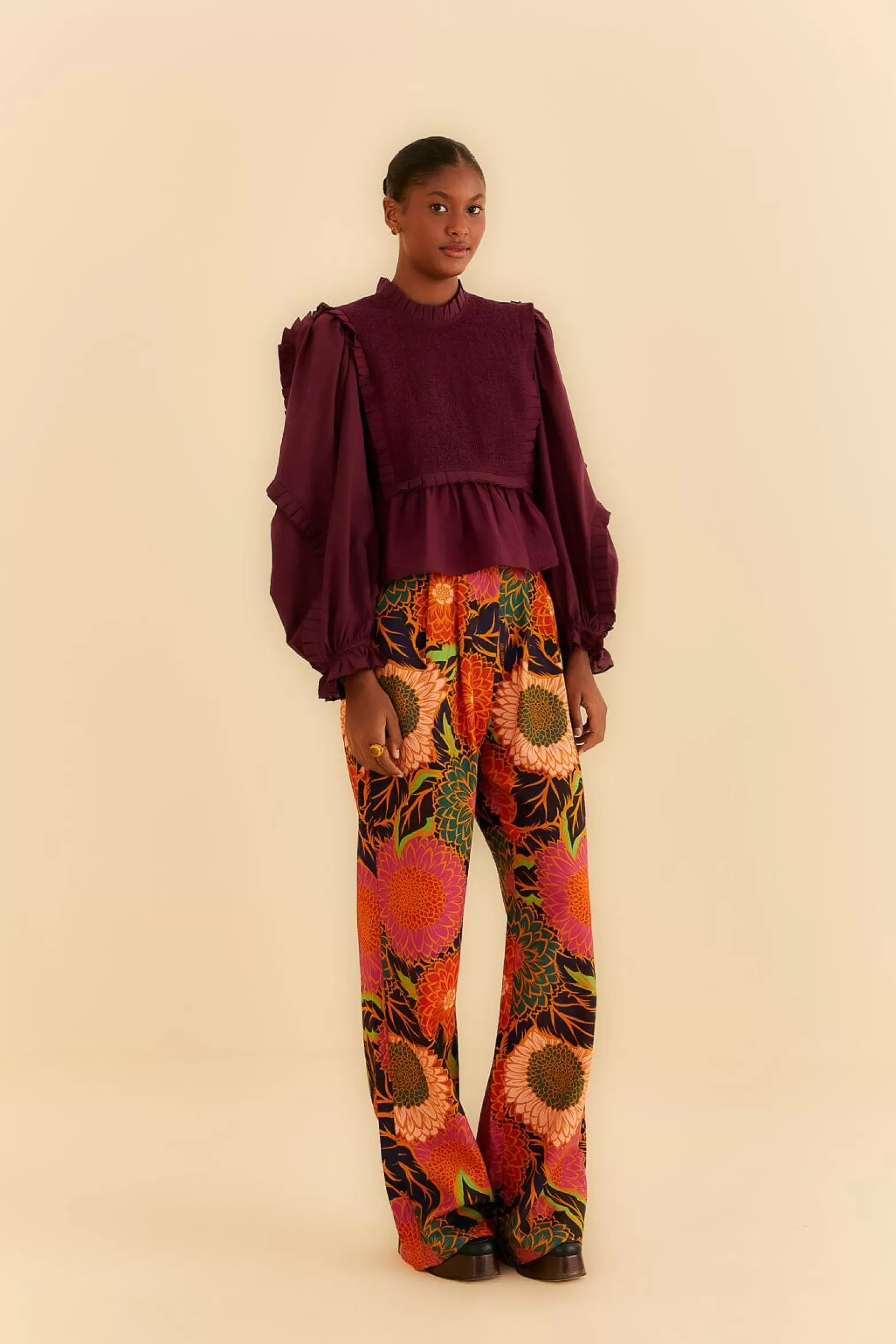 Best Sale FARM Rio  BLACK VINTAGE GARDEN LOW WAISTED PANTS