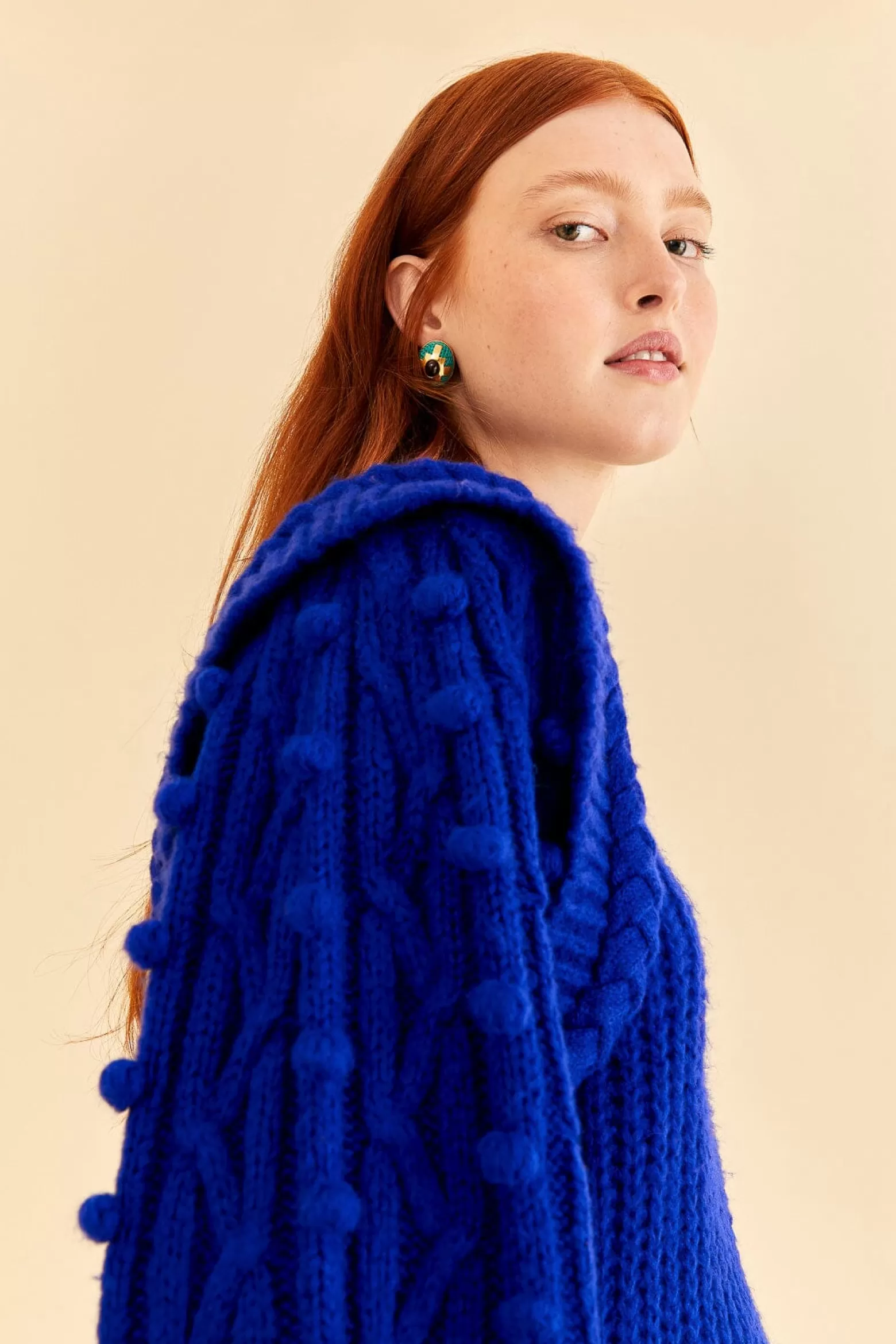 Shop FARM Rio  BLUE BRAIDED SWEATER