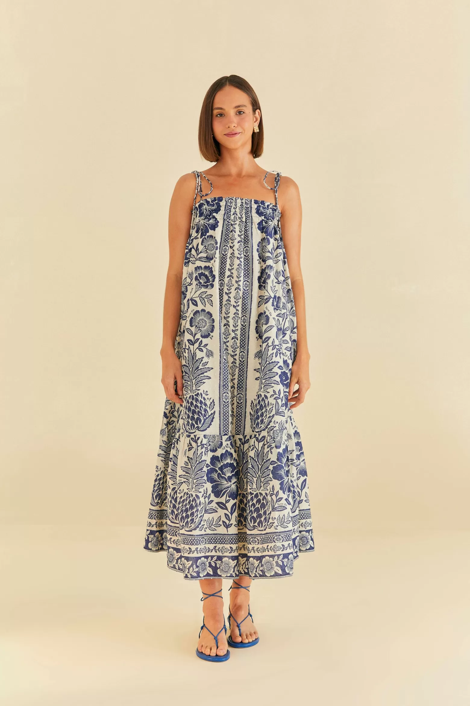 Shop FARM Rio  BLUE PINEAPPLE GARDEN MAXI DRESS