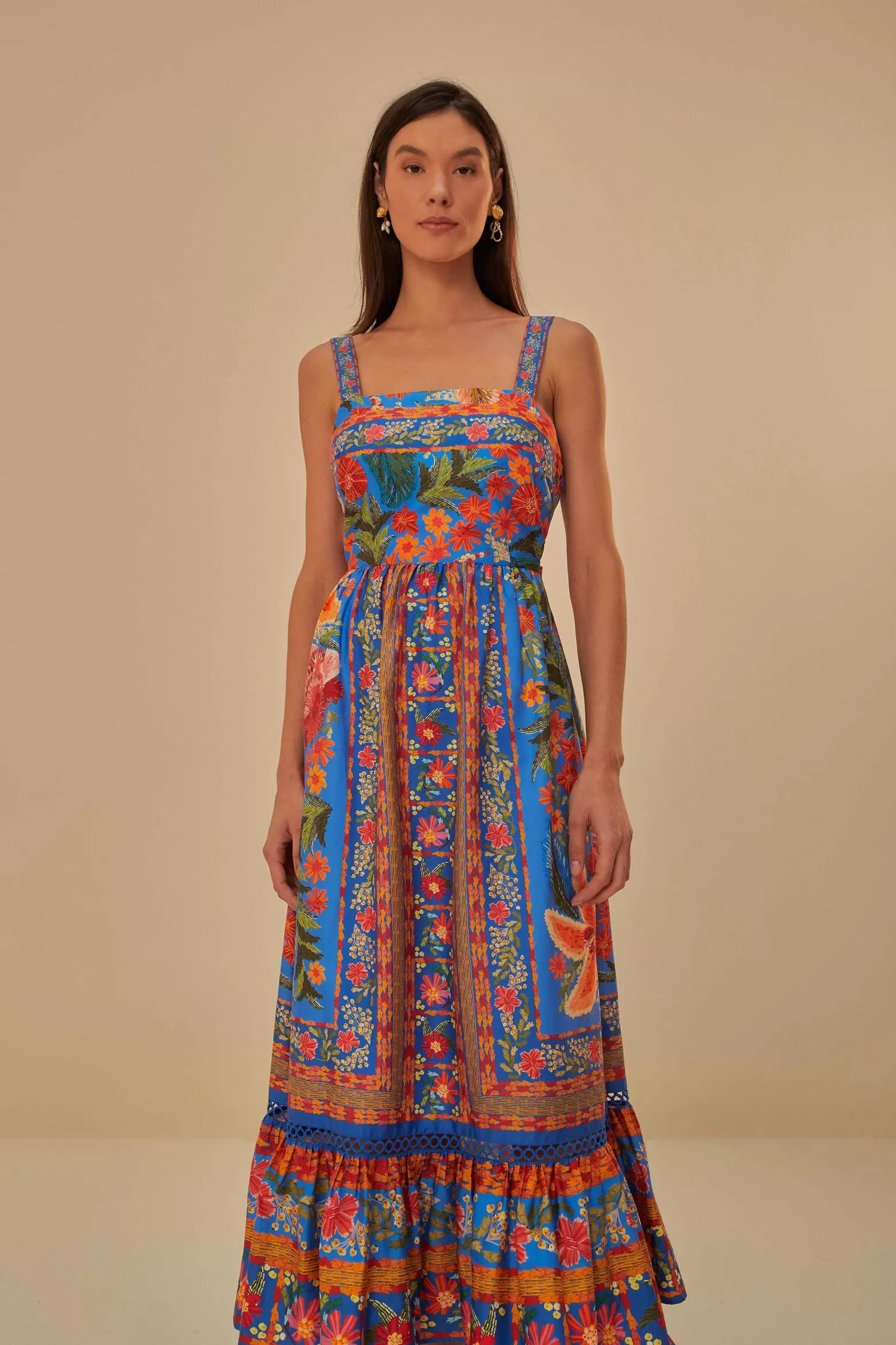 Best FARM Rio  BLUE STITCHED GARDEN MAXI DRESS