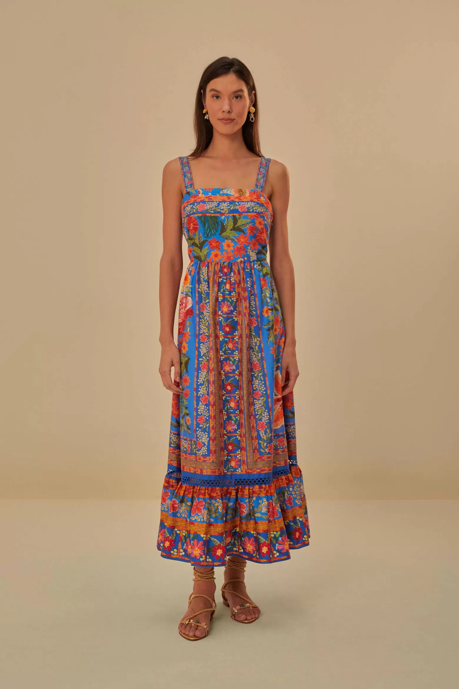 Best FARM Rio  BLUE STITCHED GARDEN MAXI DRESS