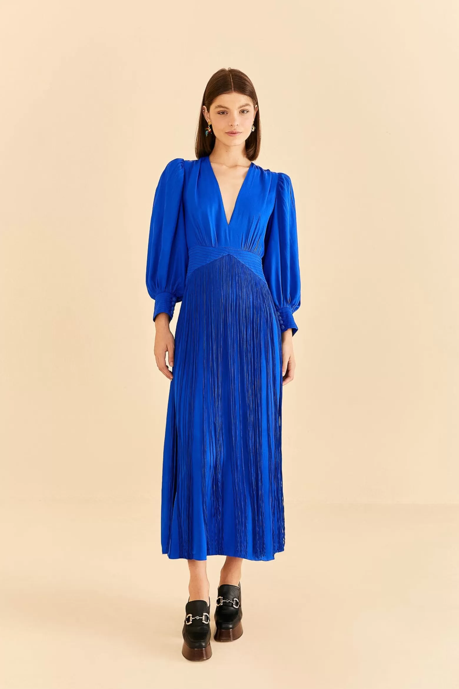 Fashion FARM Rio  BRIGHT BLUE FRINGES MAXI DRESS