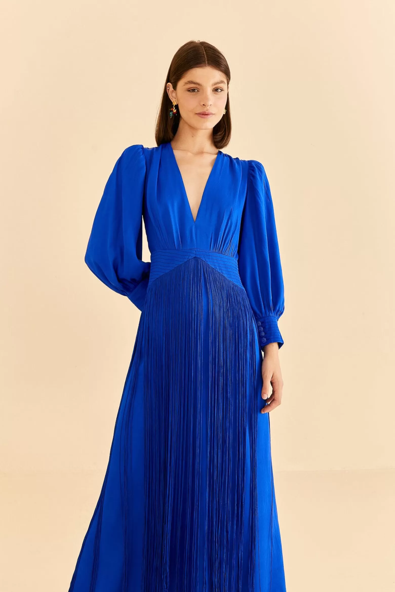 Fashion FARM Rio  BRIGHT BLUE FRINGES MAXI DRESS