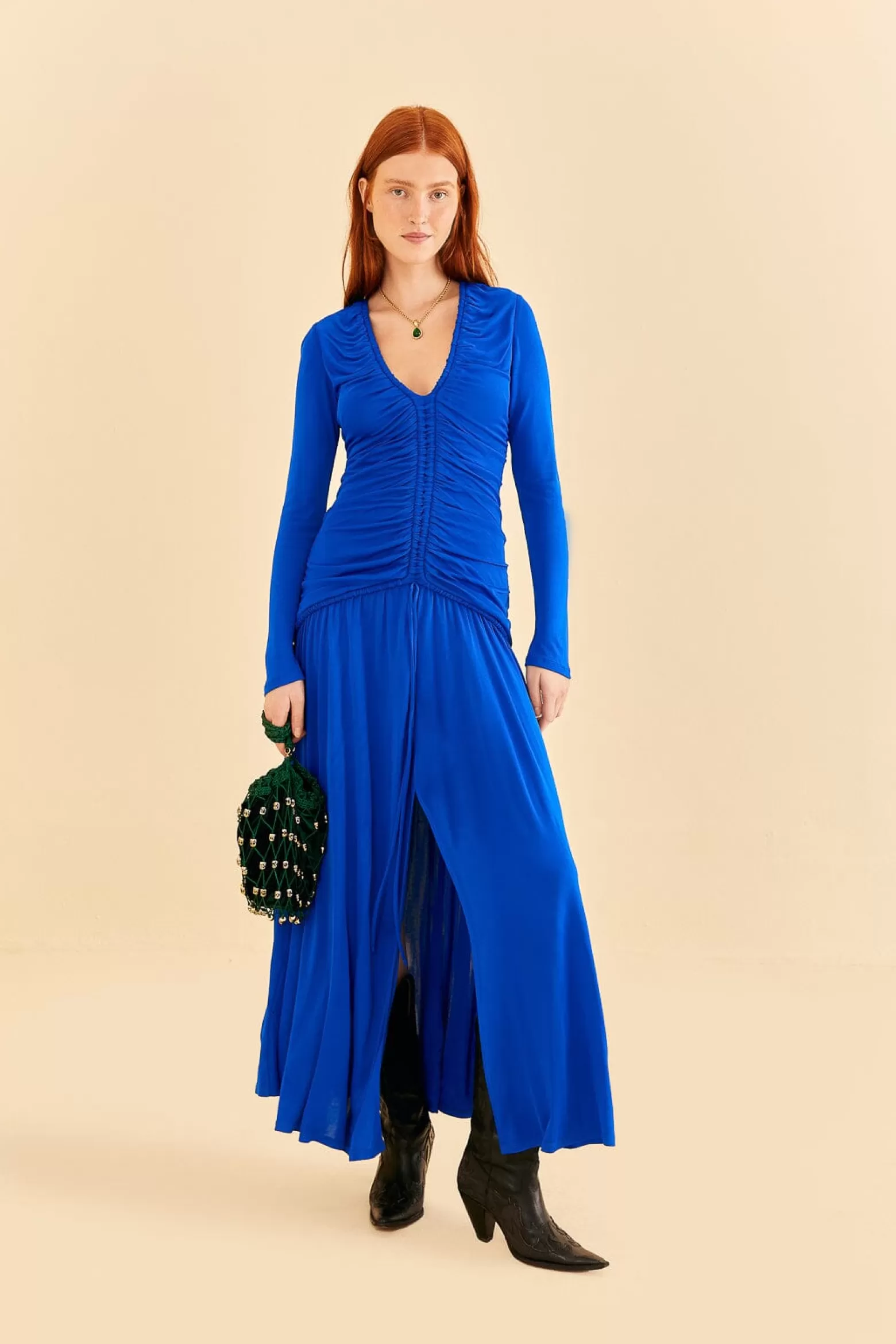 Best FARM Rio  BRIGHT BLUE LONG SLEEVE MIDI DRESS