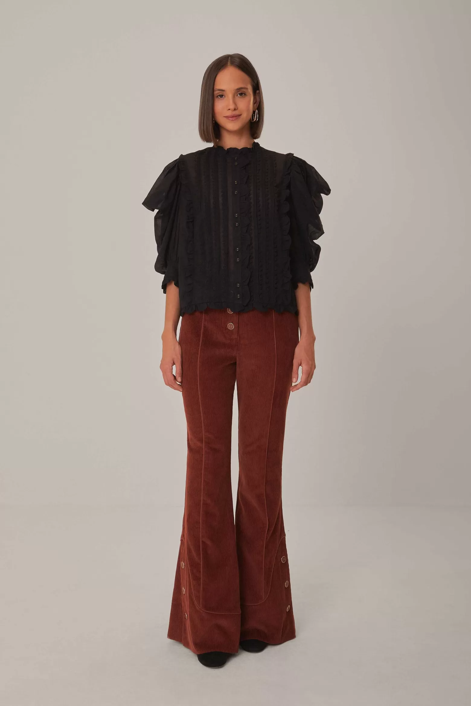 New FARM Rio  BROWN FLARE PANTS