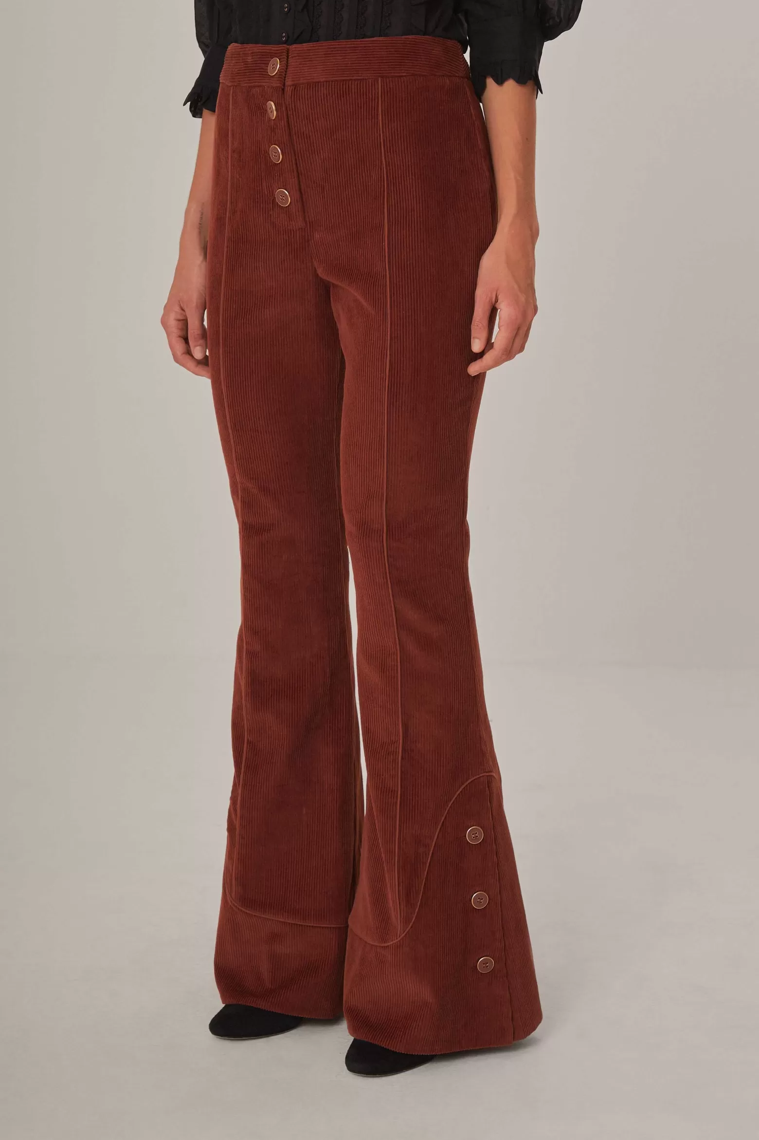 New FARM Rio  BROWN FLARE PANTS