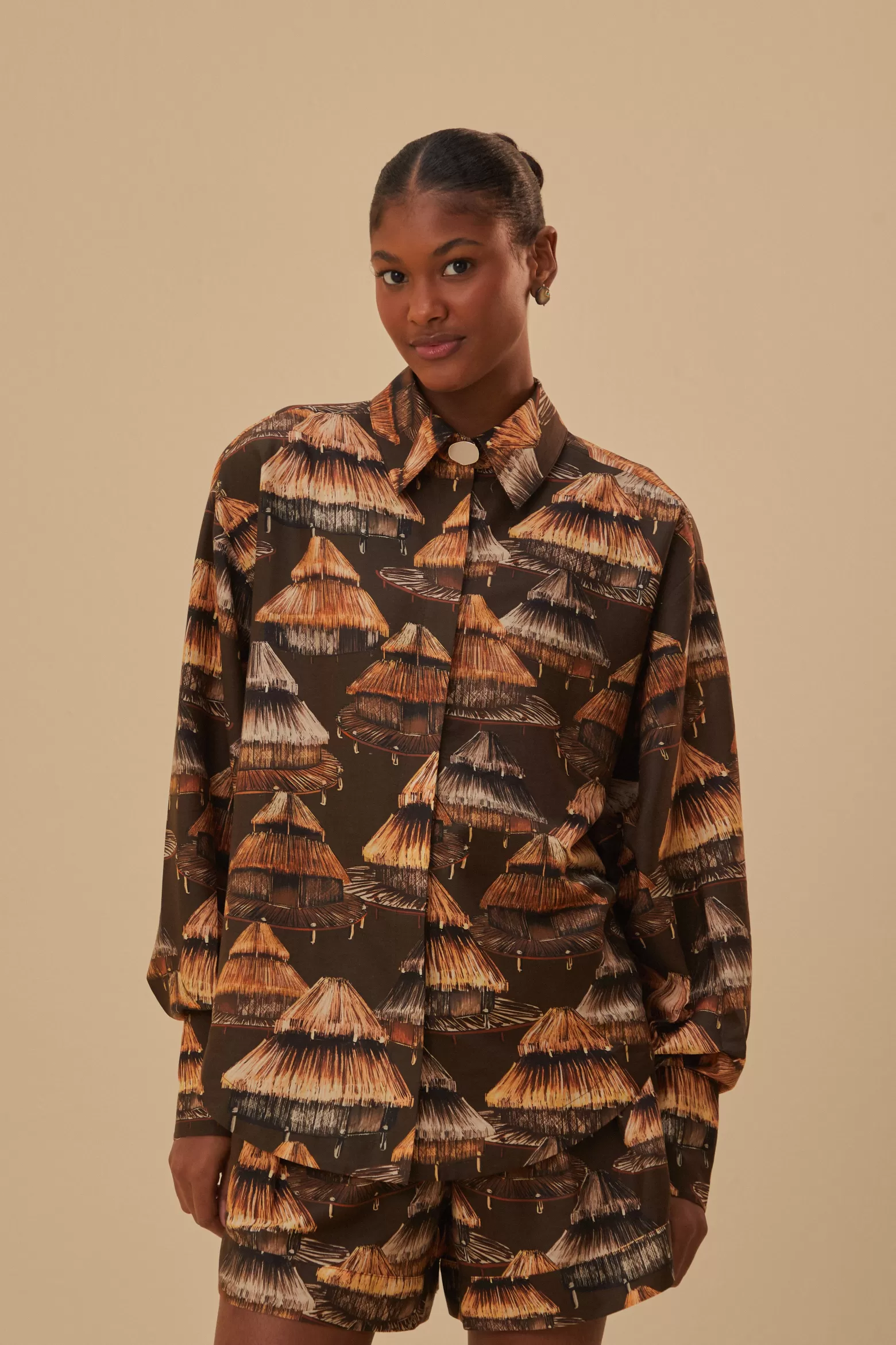 Clearance FARM Rio  BROWN SHUHU SHIRT LONG SLEEVES