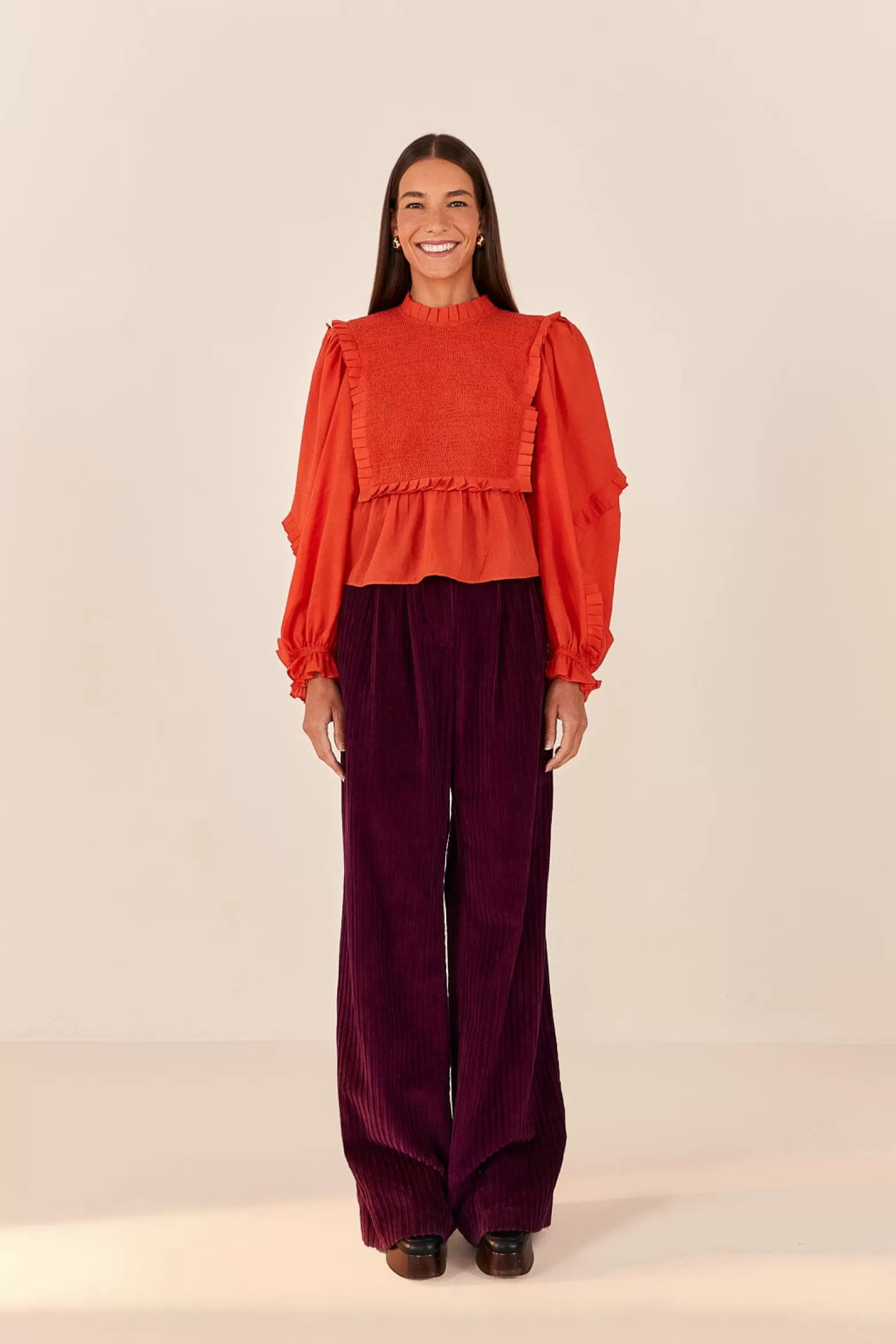 Fashion FARM Rio  BURGUNDY CORDUROY PANTS