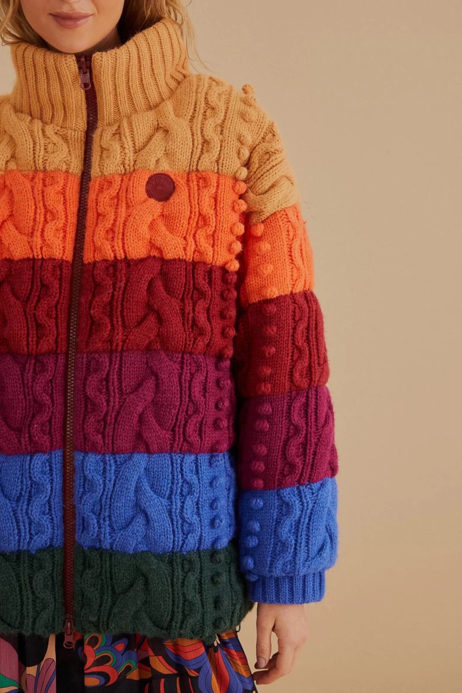 Fashion FARM Rio  COLORFUL STRIPES KNIT REVERSIBLE PUFFER JACKET