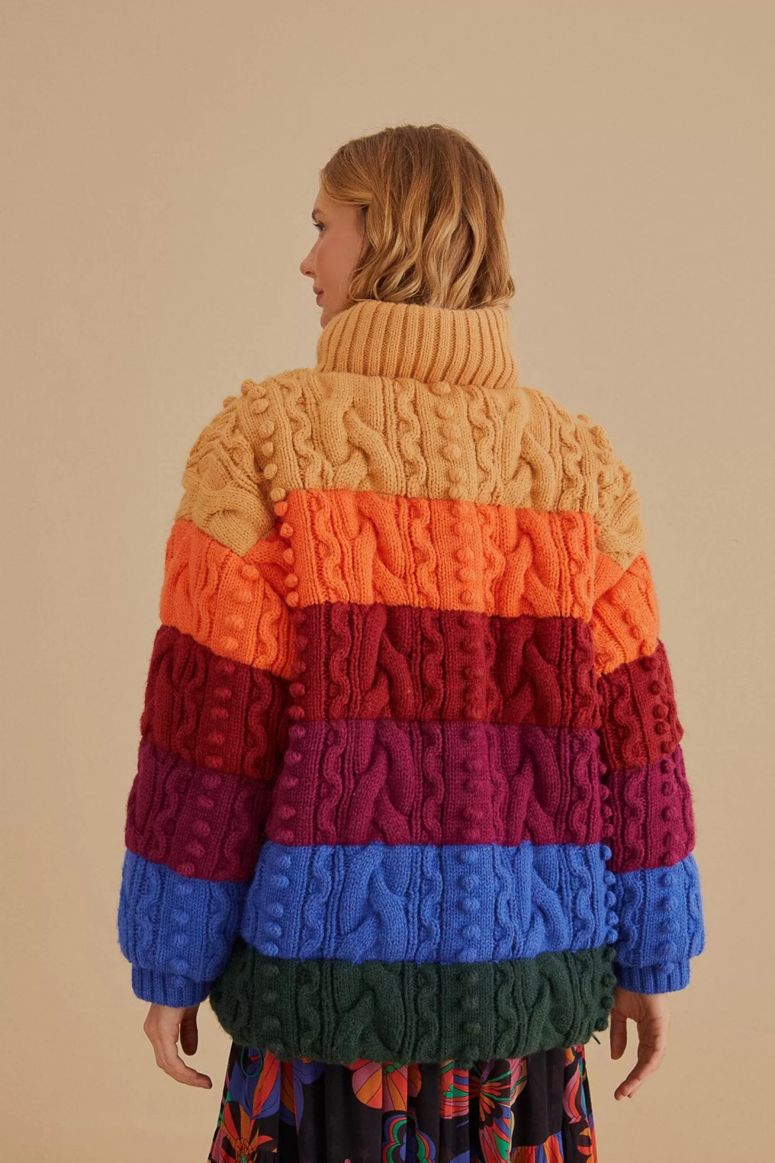 Fashion FARM Rio  COLORFUL STRIPES KNIT REVERSIBLE PUFFER JACKET