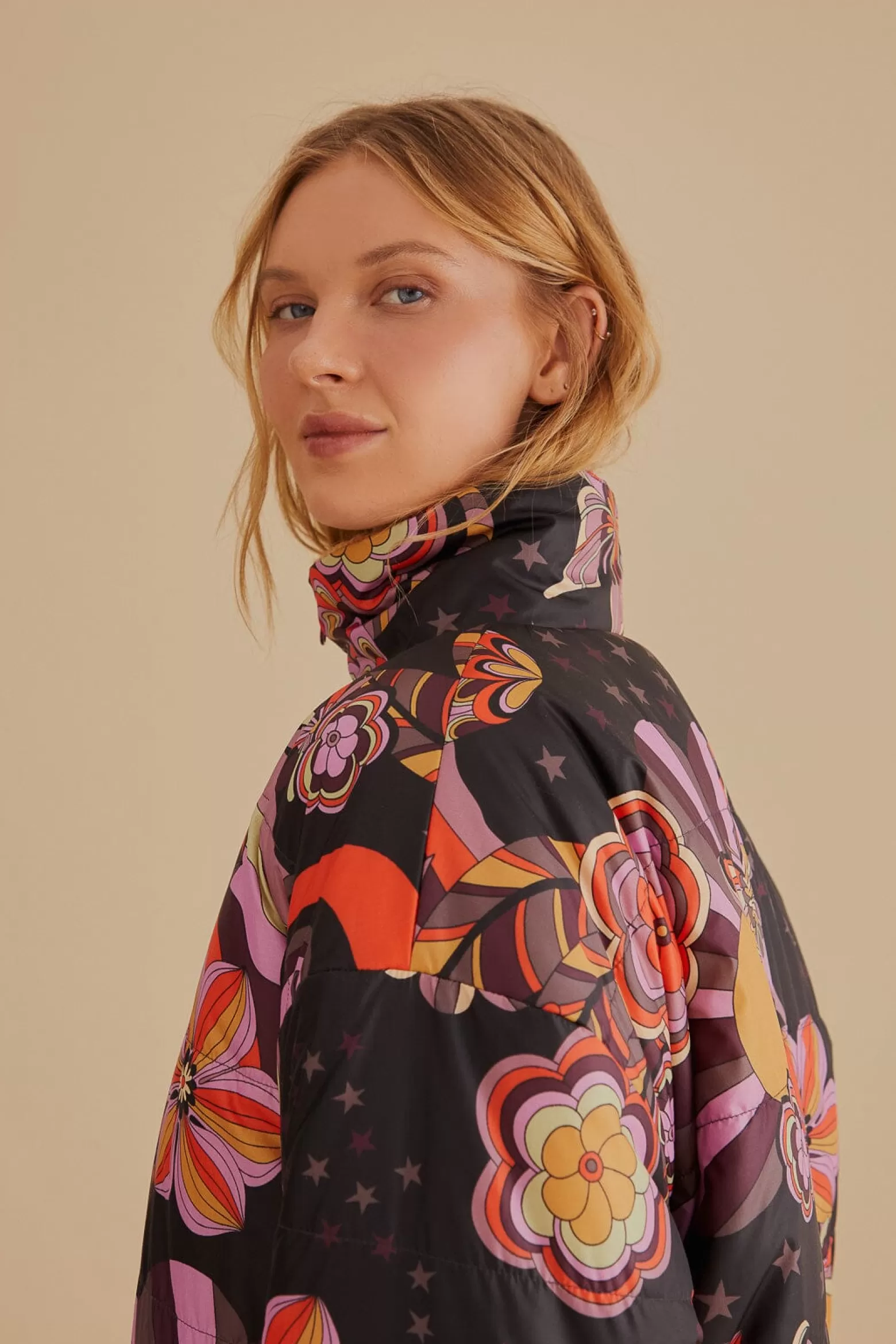 Fashion FARM Rio  COLORFUL STRIPES KNIT REVERSIBLE PUFFER JACKET