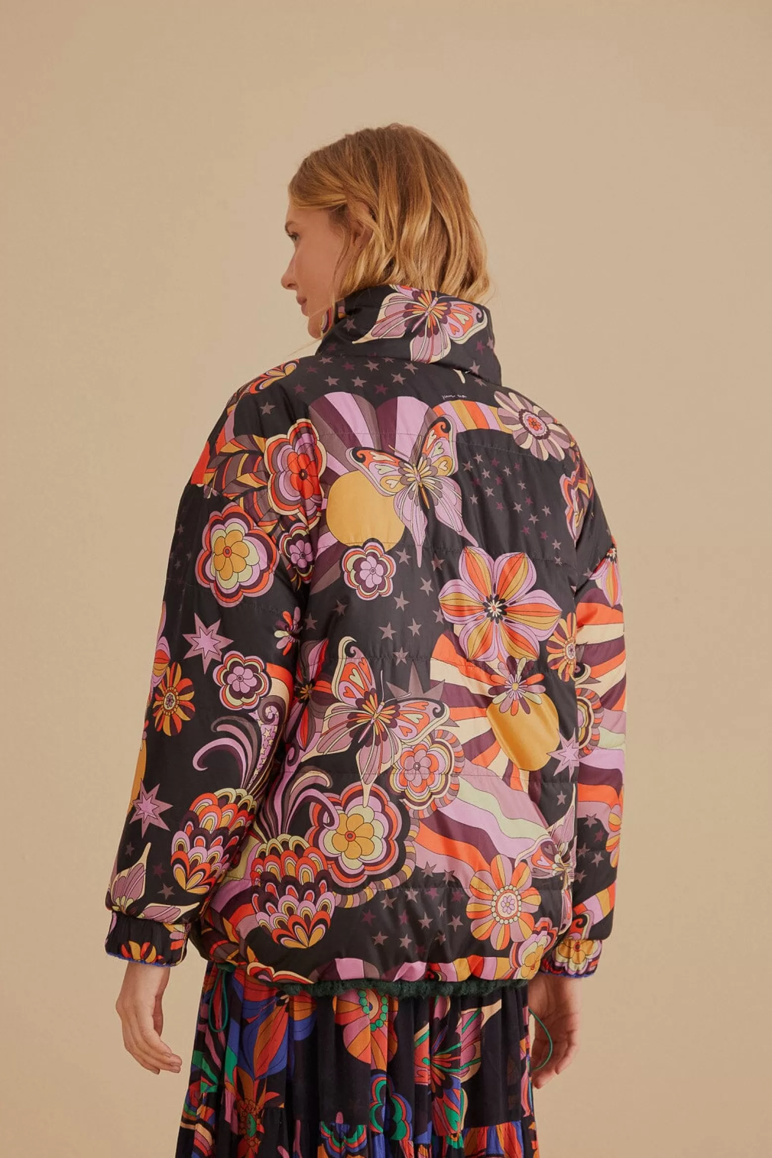 Fashion FARM Rio  COLORFUL STRIPES KNIT REVERSIBLE PUFFER JACKET