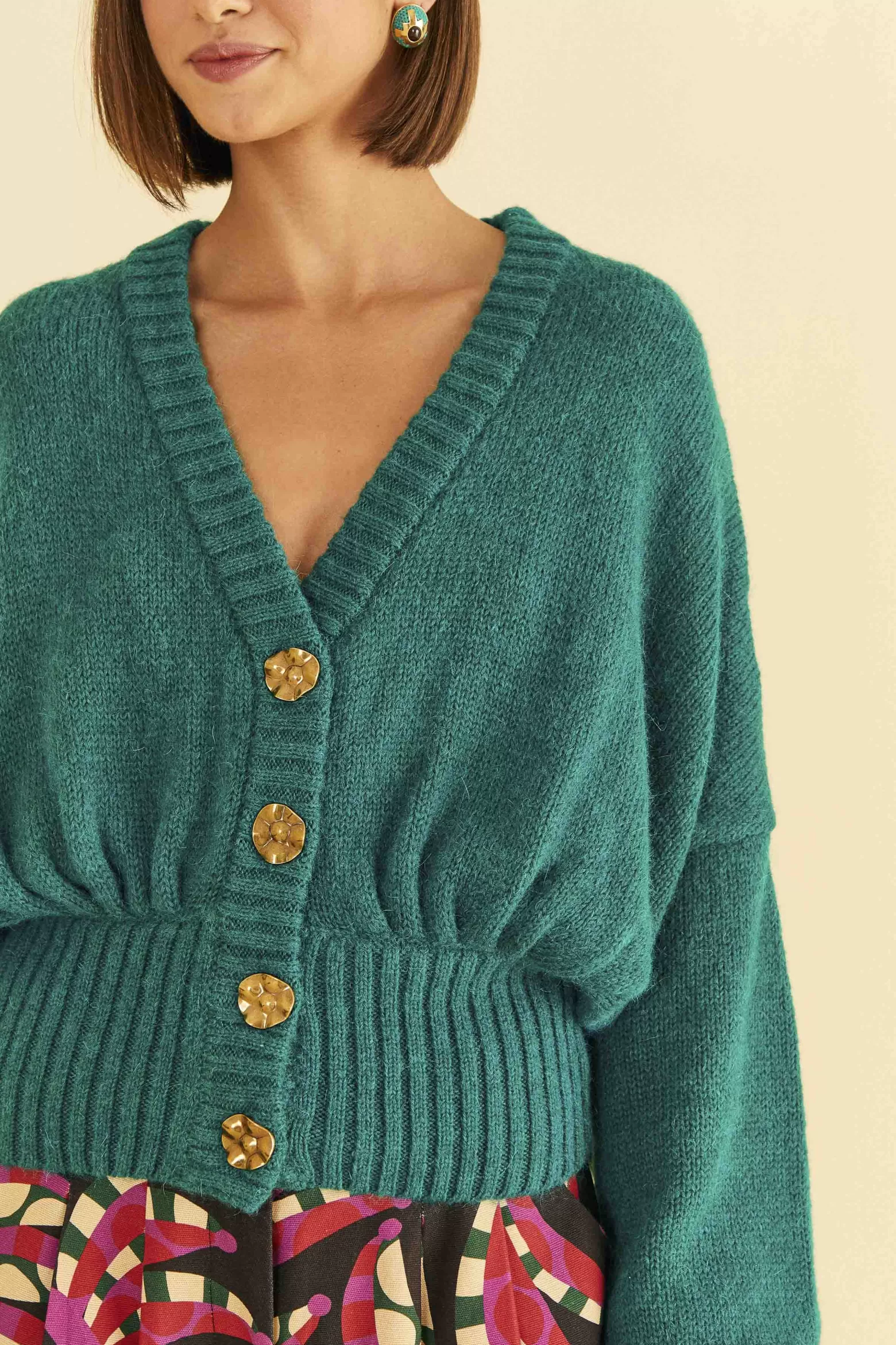 Online FARM Rio  EMERALD BUBBLE KNIT CARDIGAN