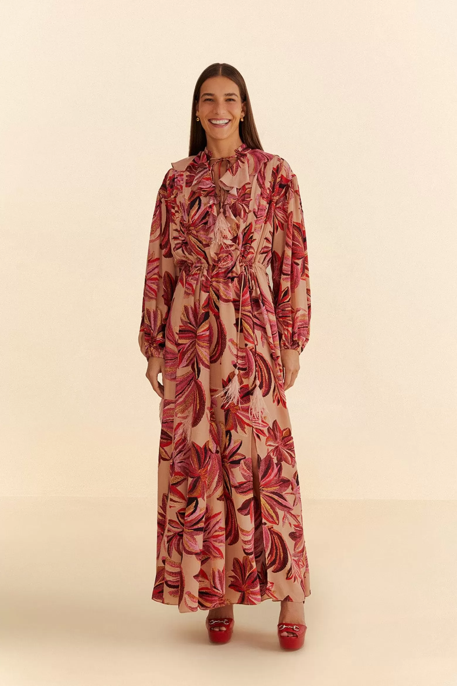 Cheap FARM Rio  FLORAL TAPESTRY V NECK MAXI DRESS