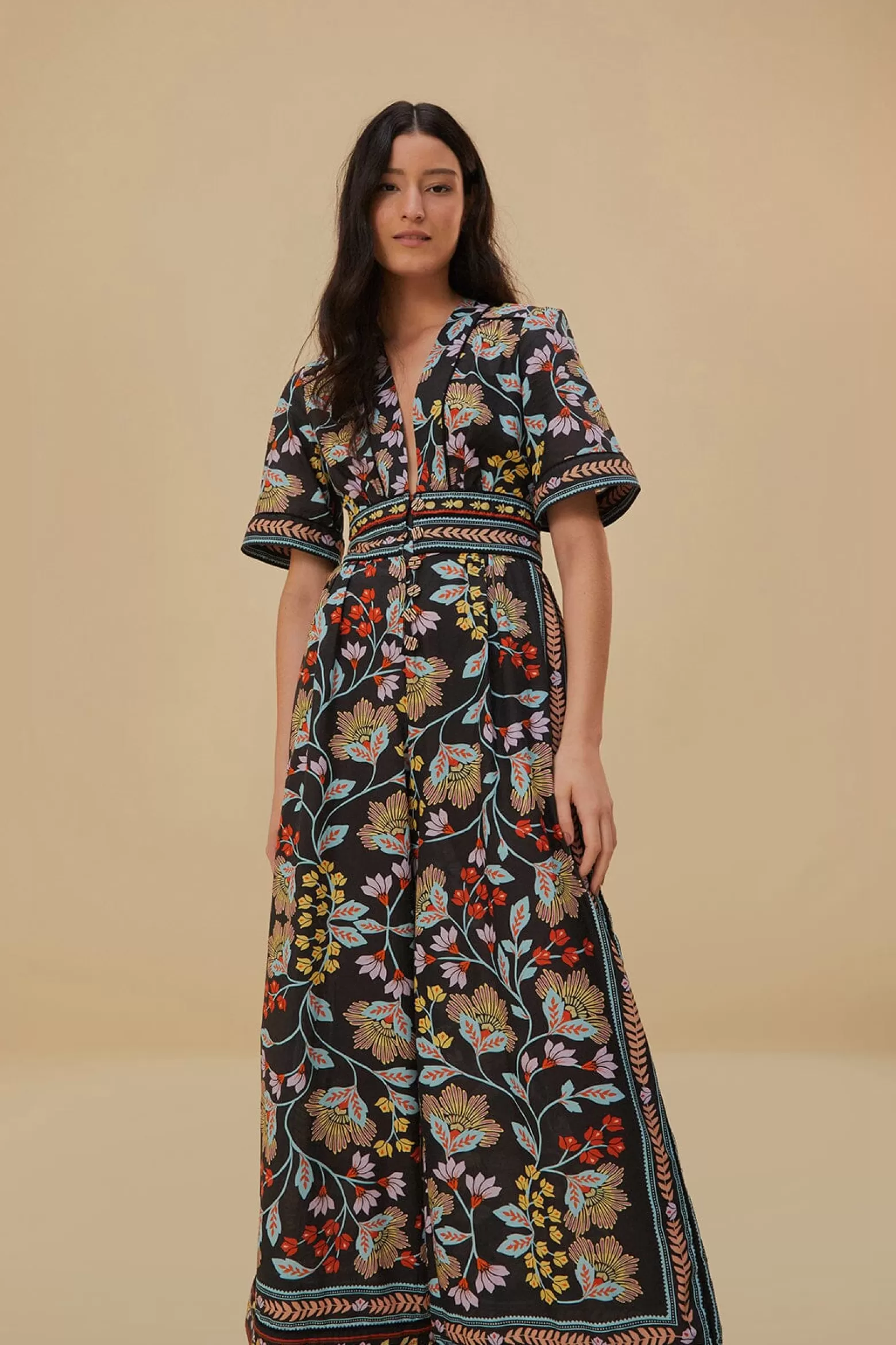 Best FARM Rio  FLOWERY BLACK JUMPSUIT