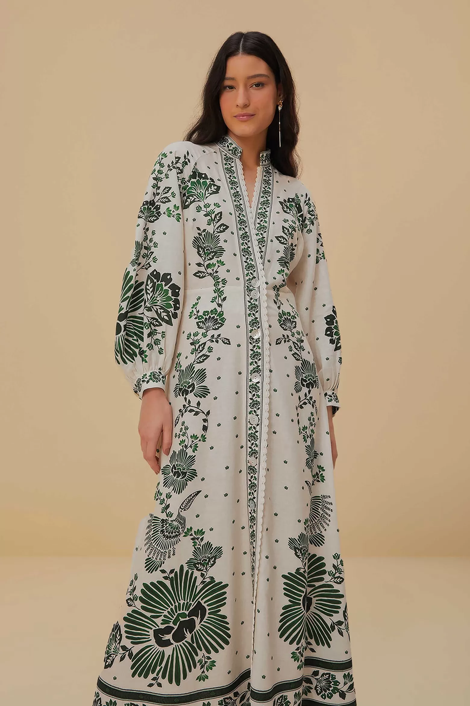 Store FARM Rio  FOREST SOUL OFF-WHITE MAXI DRESS