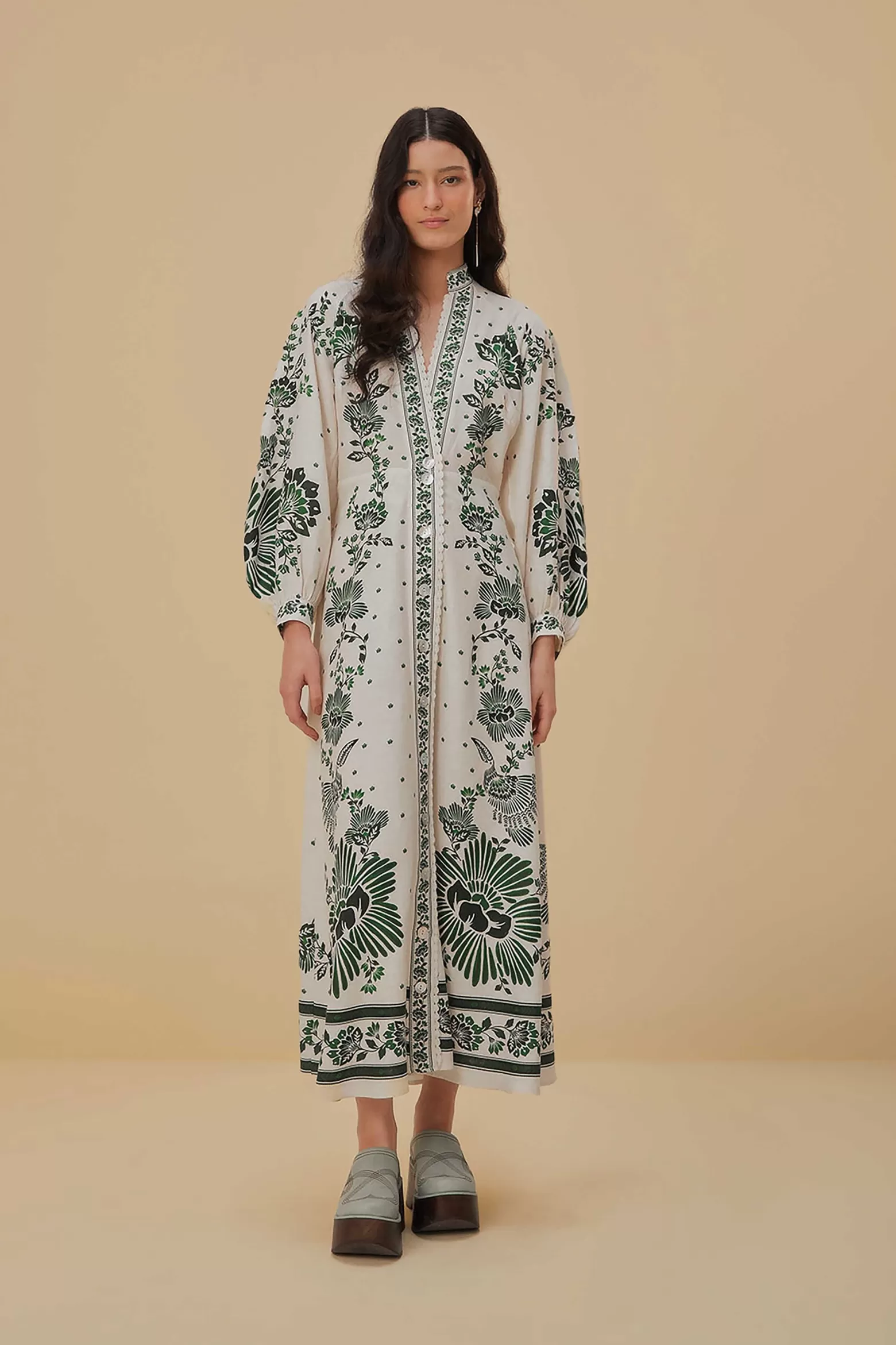 Store FARM Rio  FOREST SOUL OFF-WHITE MAXI DRESS