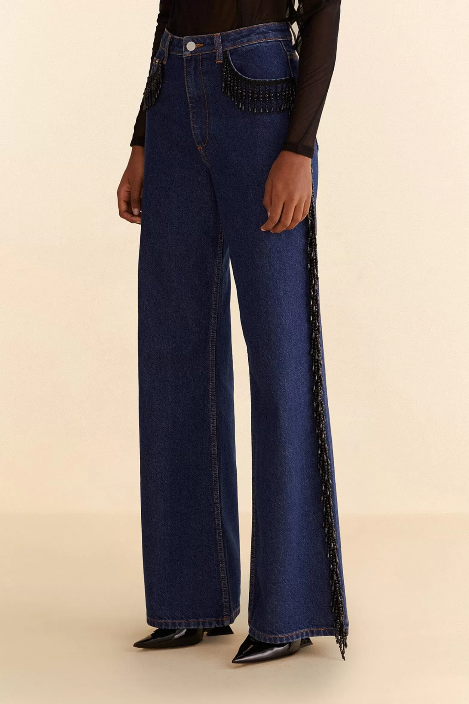 Cheap FARM Rio  FRINGES BEADS WIDE PANTS