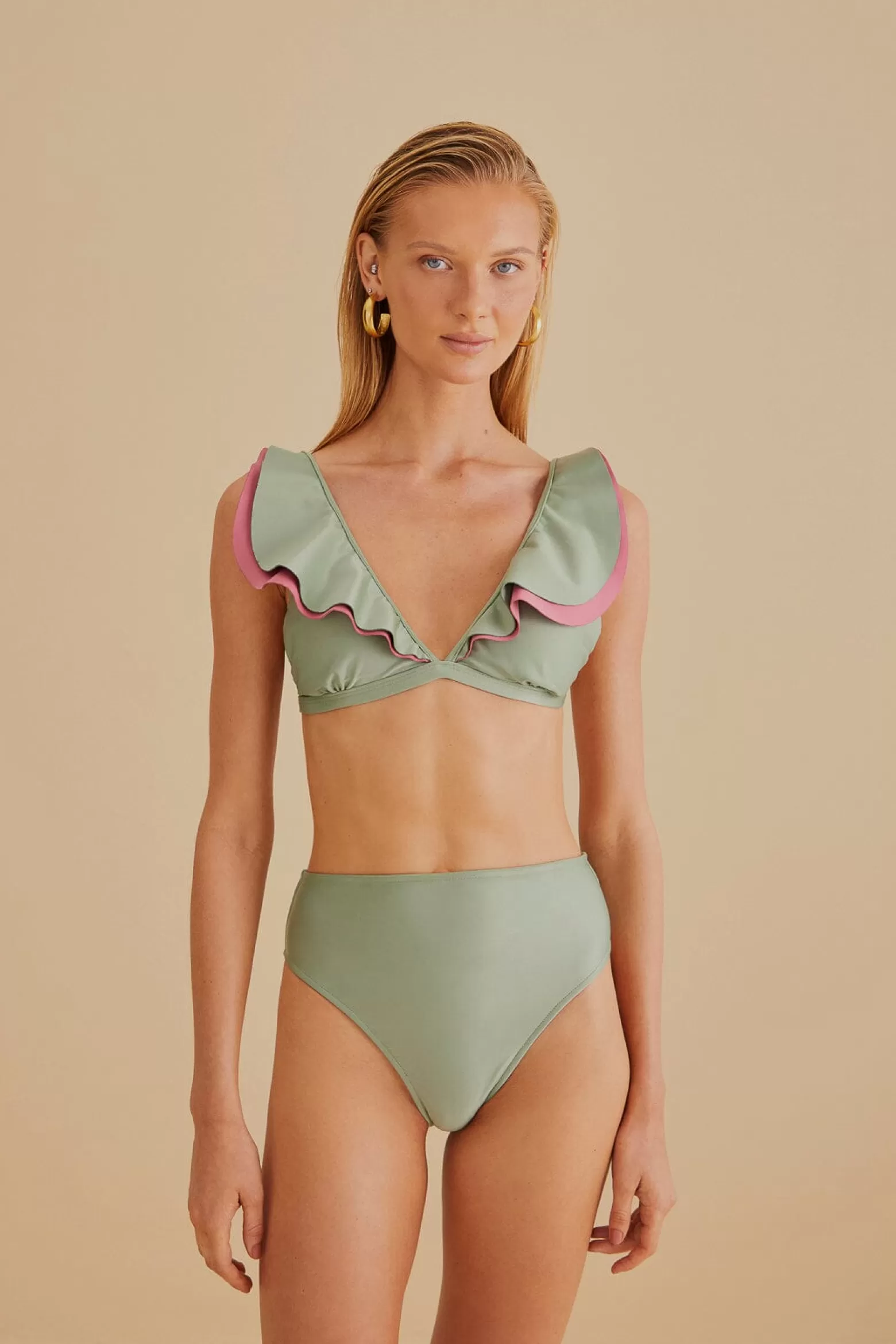 Outlet FARM Rio  GREEN HIGH WAISTED BIKINI BOTTOM