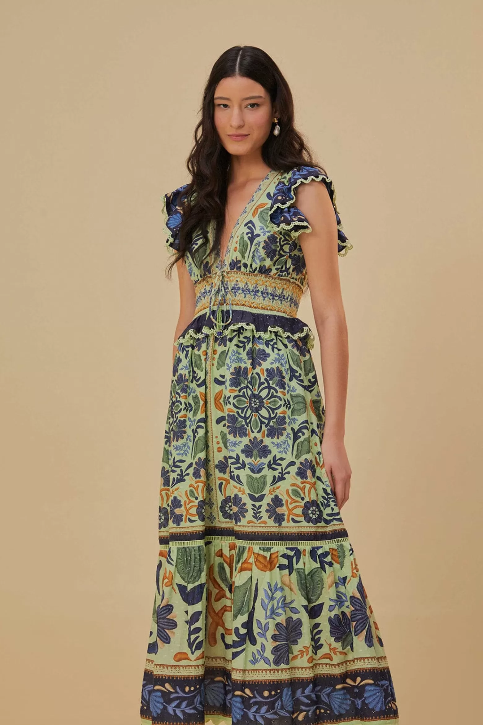 Cheap FARM Rio  GREEN OCEAN TAPESTRY MAXI DRESS