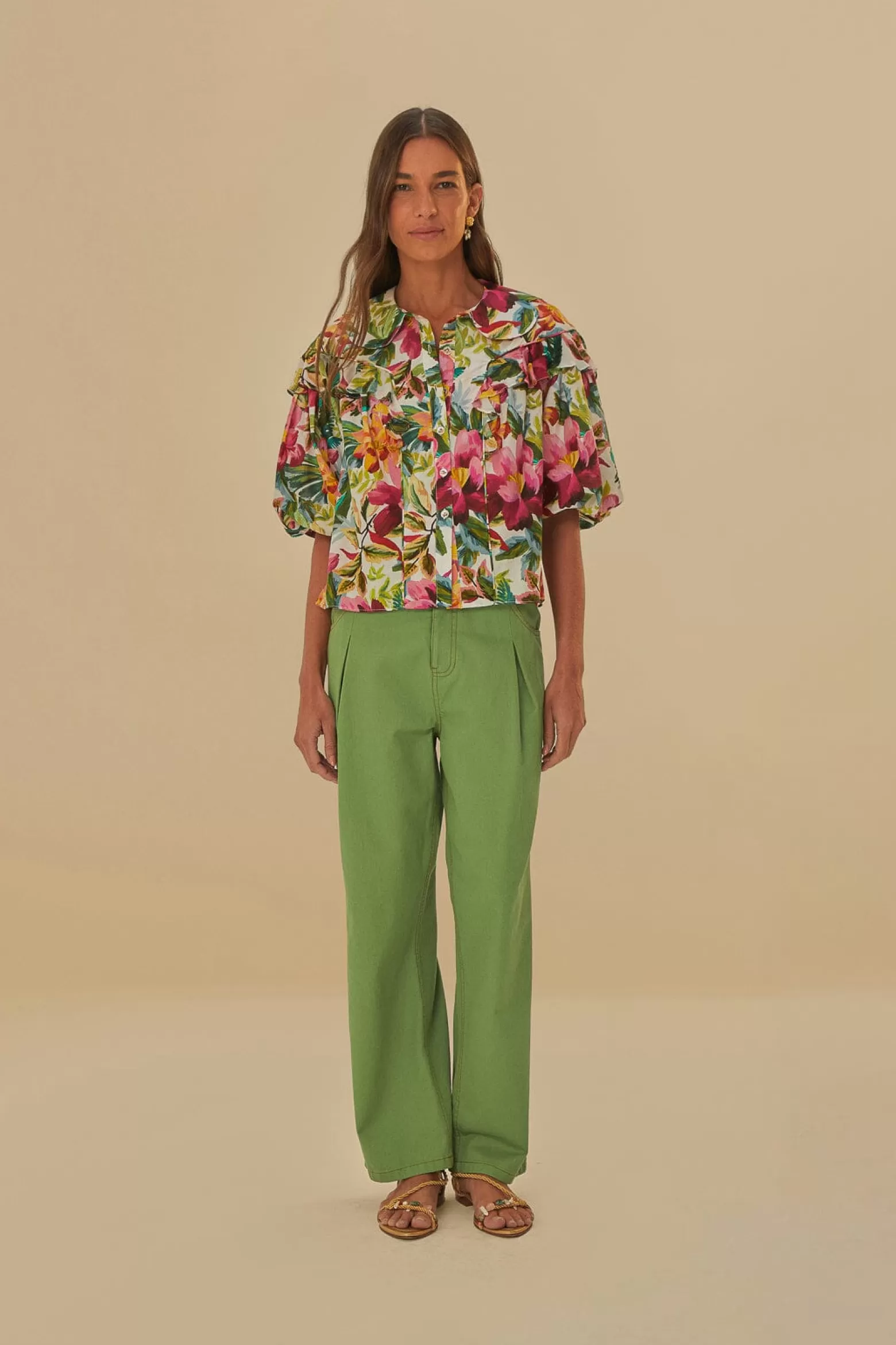 Clearance FARM Rio  GREEN PLEAT PANTS