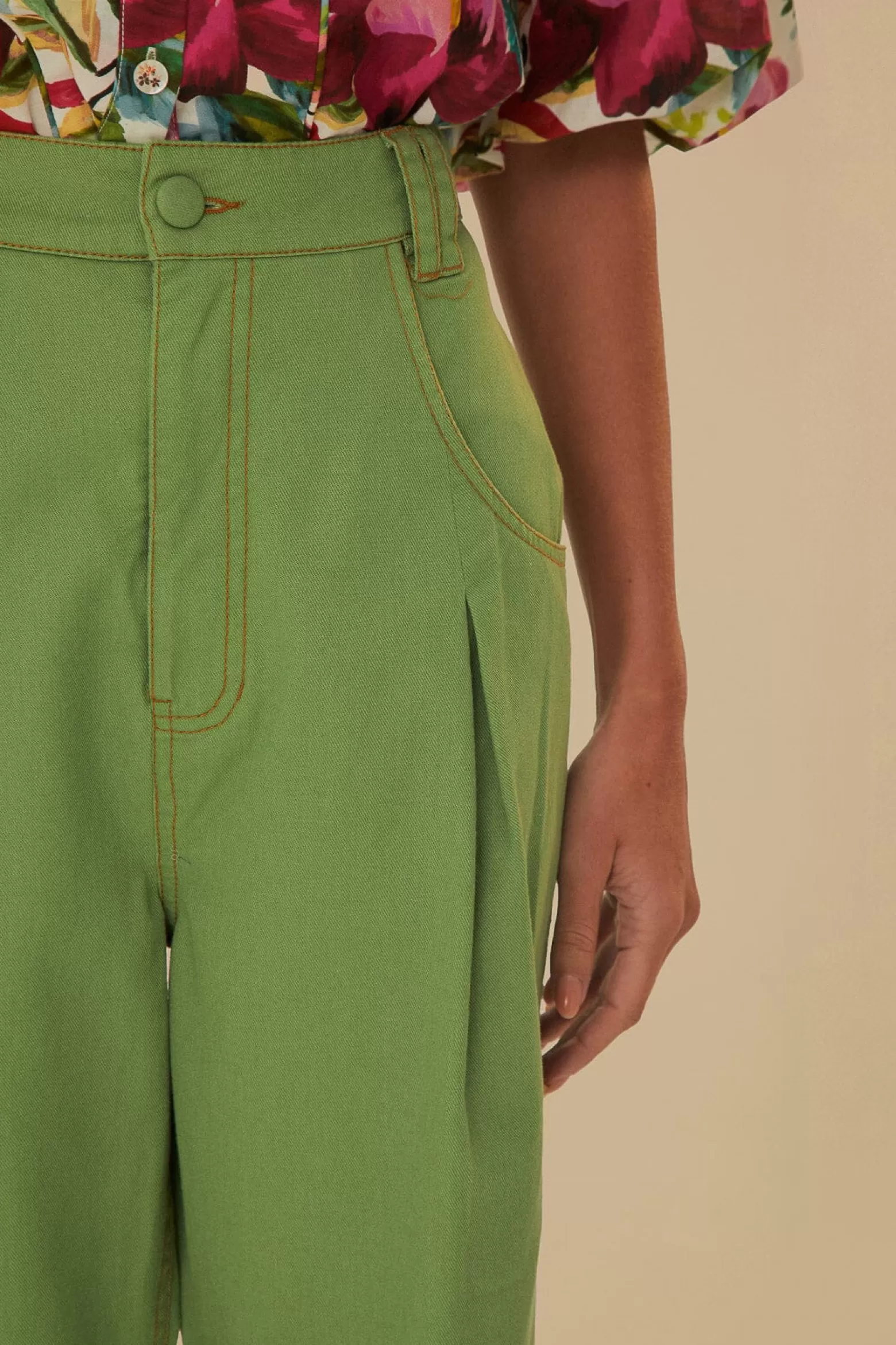 Clearance FARM Rio  GREEN PLEAT PANTS