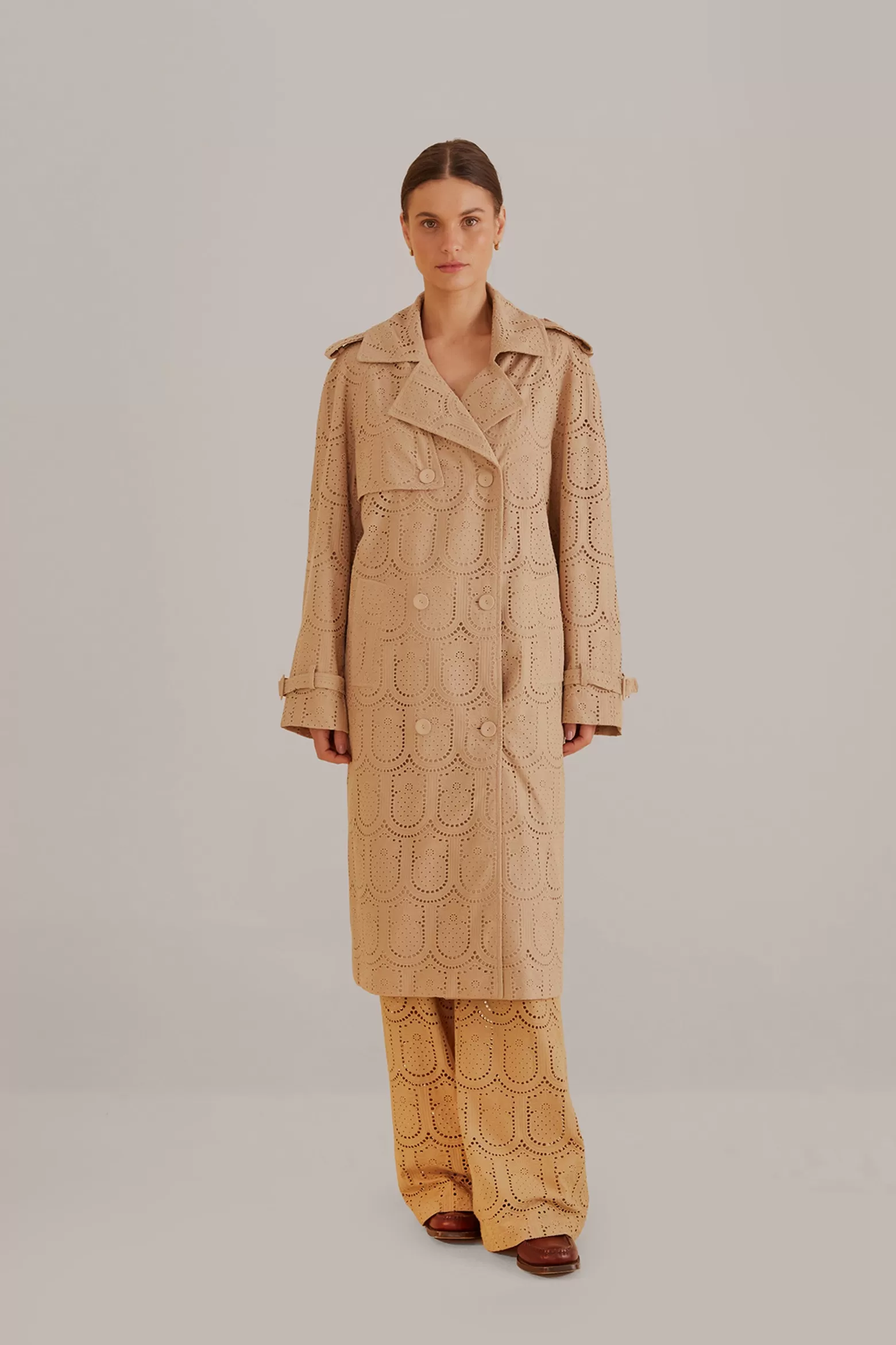 Flash Sale FARM Rio  KHAKI PINEAPPLE COTTON EYELET TRENCH COAT