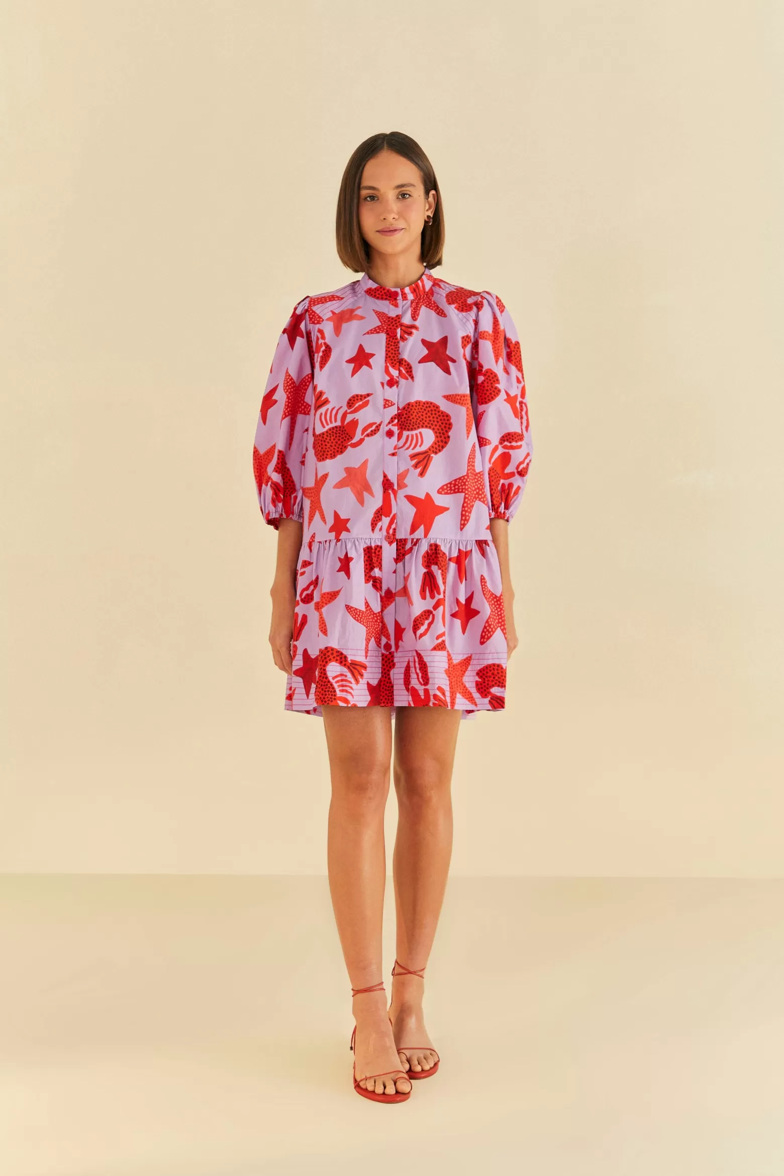 New FARM Rio  LOBSTER SKY MINI DRESS