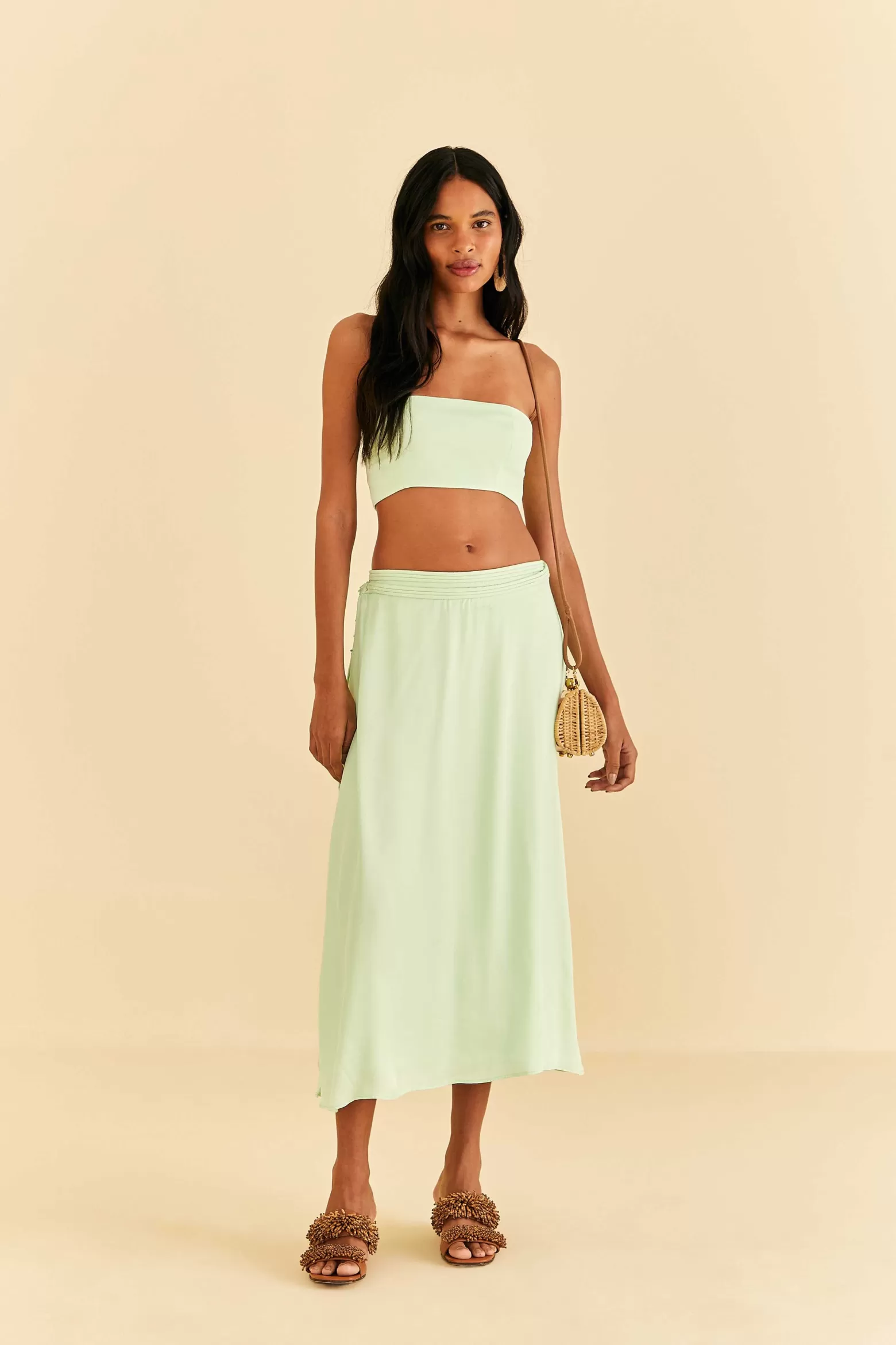 Discount FARM Rio  MINT SLEEVELESS CROP TOP