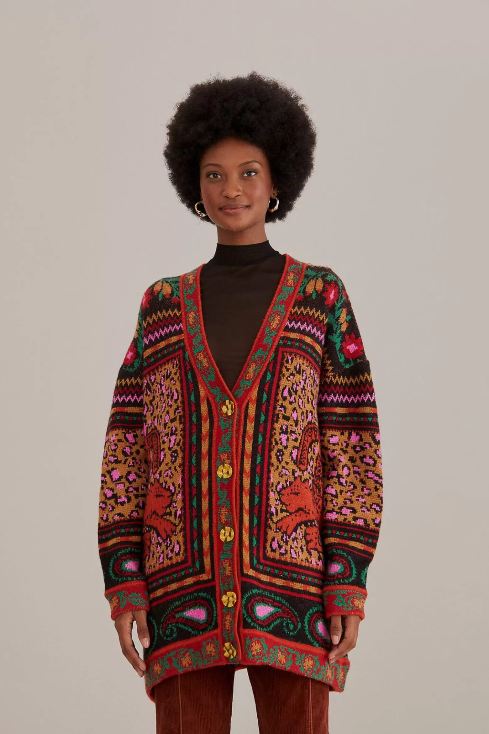 Best FARM Rio  MIXED TAPESTRY PRINTS KNIT CARDIGAN