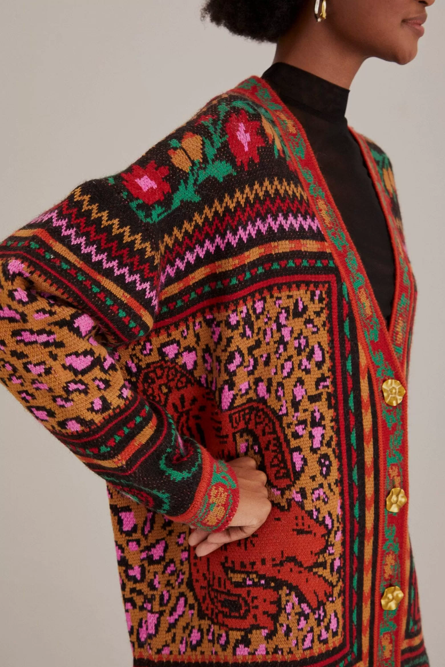 Best FARM Rio  MIXED TAPESTRY PRINTS KNIT CARDIGAN