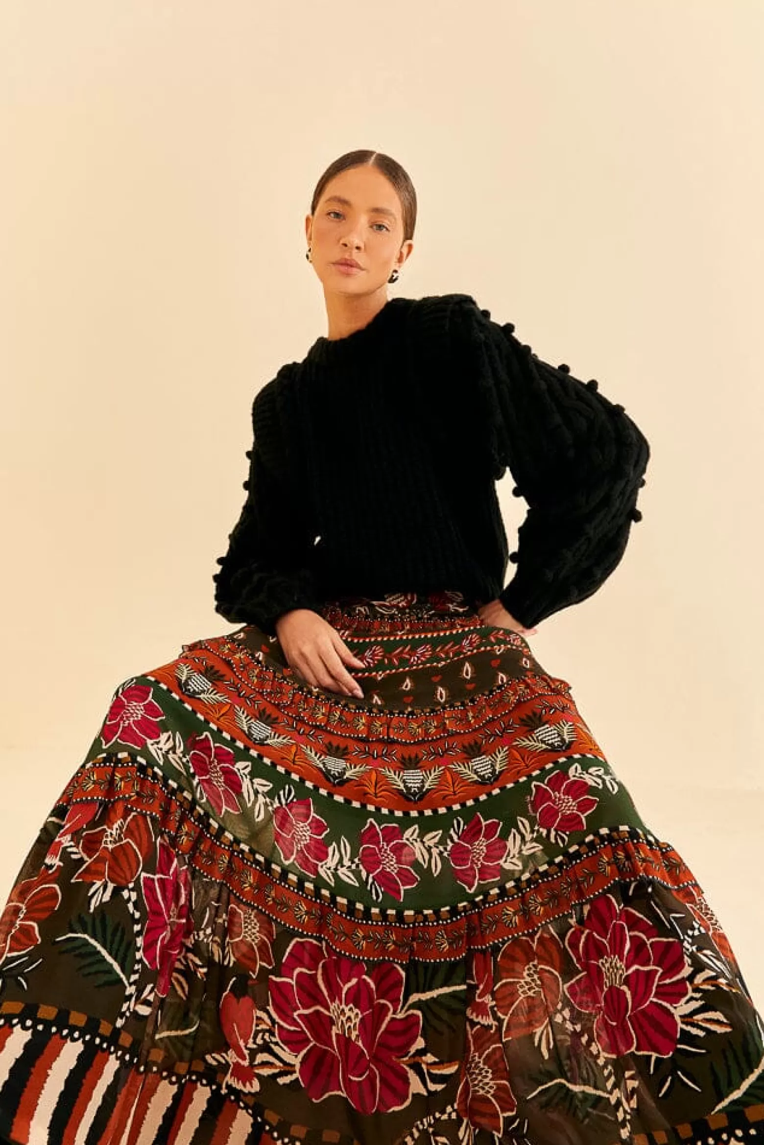 Best FARM Rio  MULTICOLOR AINIKA FLORAL GARDEN TIERED MAXI SKIRT