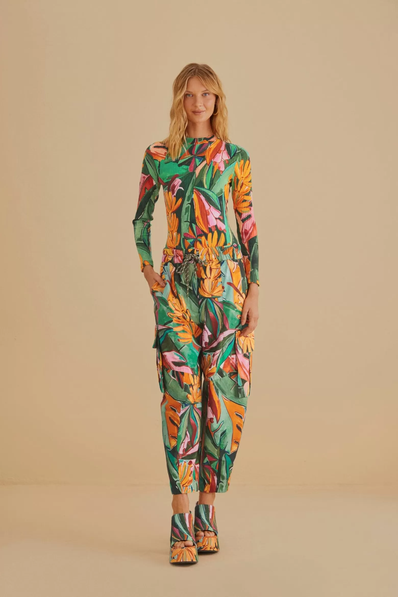 Shop FARM Rio  MULTICOLOR BANANA FOLIAGE ORGANIC COTTON BODYSUIT