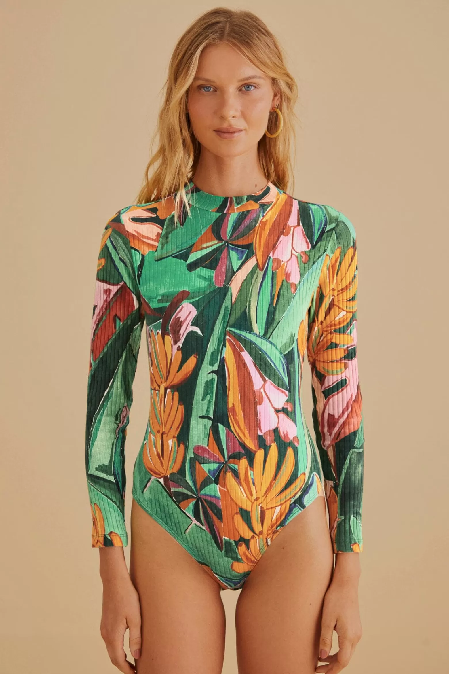 Shop FARM Rio  MULTICOLOR BANANA FOLIAGE ORGANIC COTTON BODYSUIT