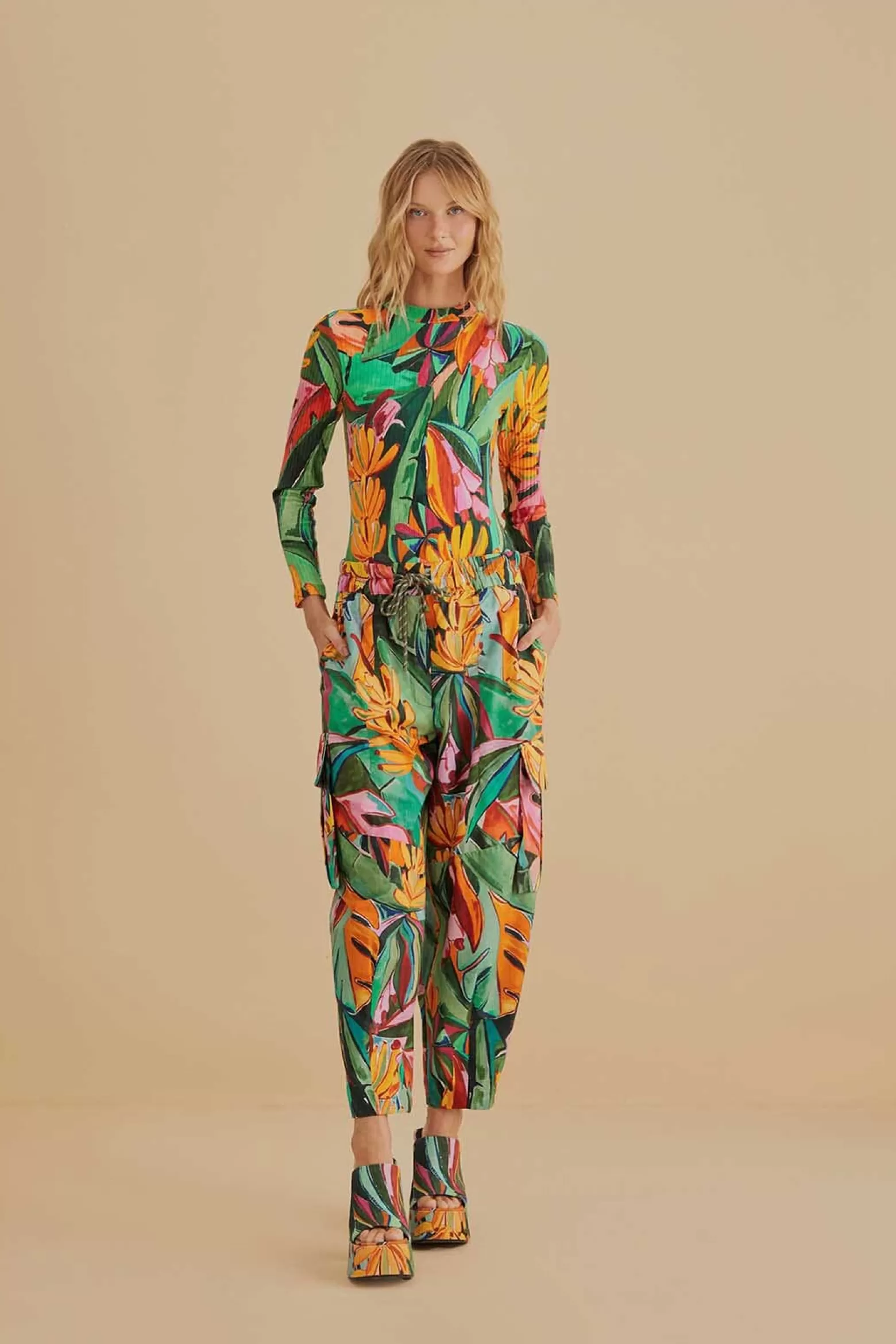 Shop FARM Rio  MULTICOLOR BANANA FOLIAGE PANTS