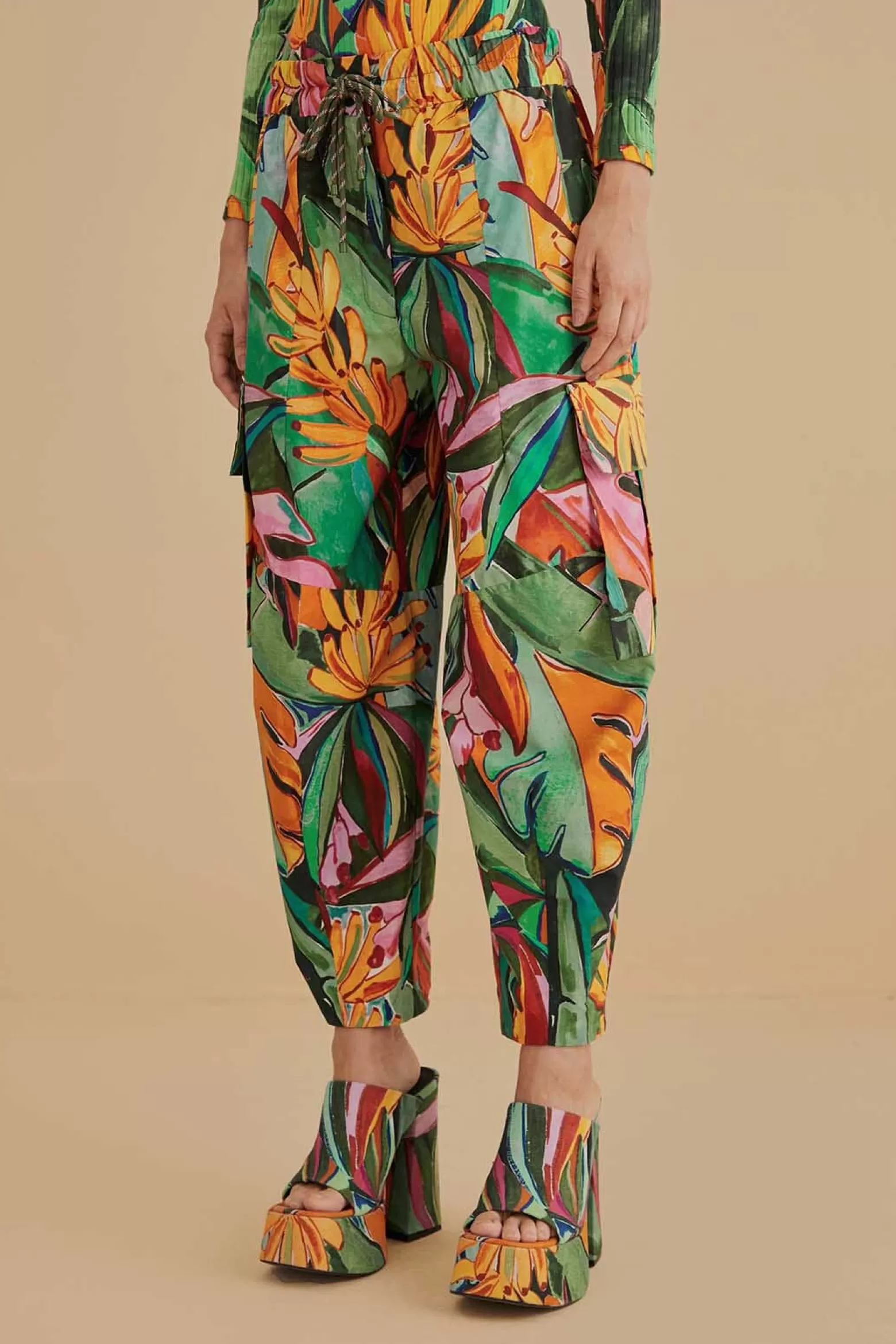 Shop FARM Rio  MULTICOLOR BANANA FOLIAGE PANTS