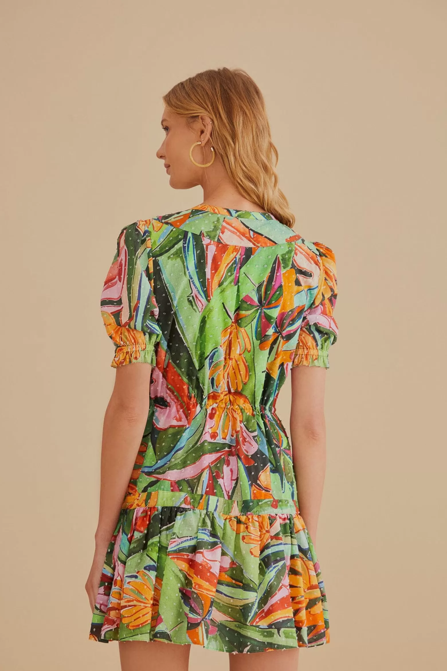 Cheap FARM Rio  MULTICOLOR BANANA FOLIAGE SHORT SLEEVE MINI DRESS