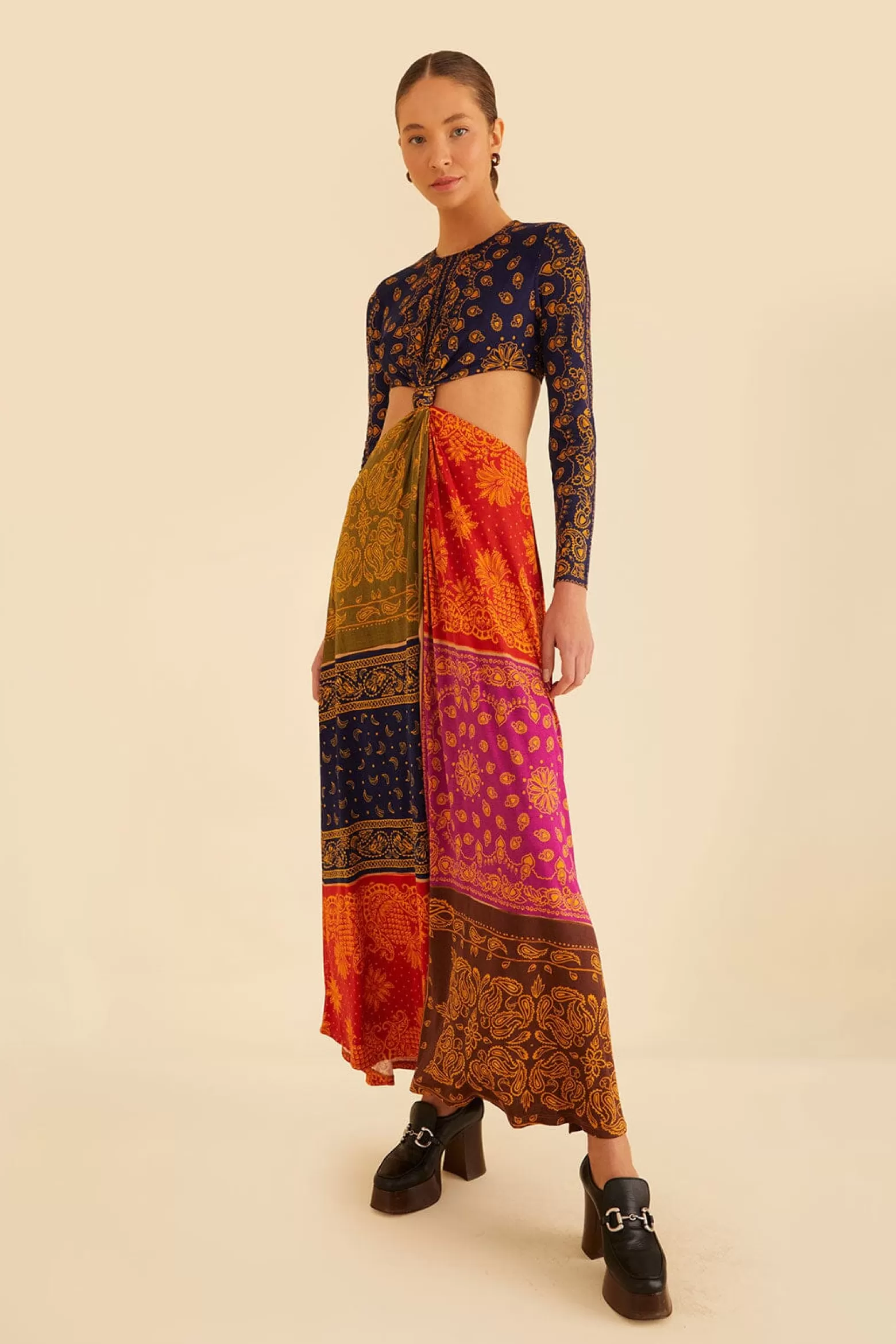 Best Sale FARM Rio  MULTICOLOR BANDANA DREAM CUT OUT MAXI DRESS