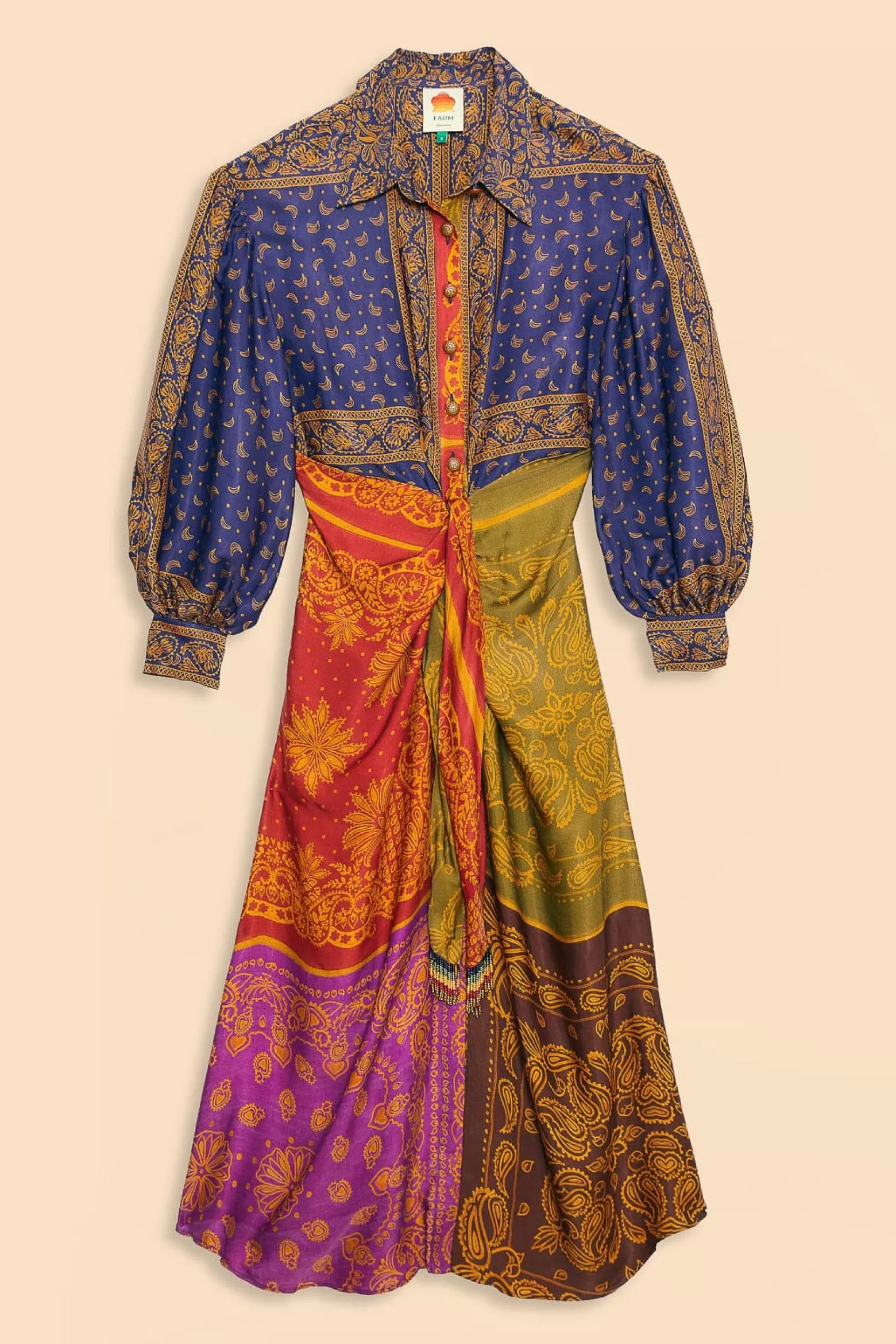 Fashion FARM Rio  MULTICOLOR BANDANA DREAM MIDI SHIRTDRESS