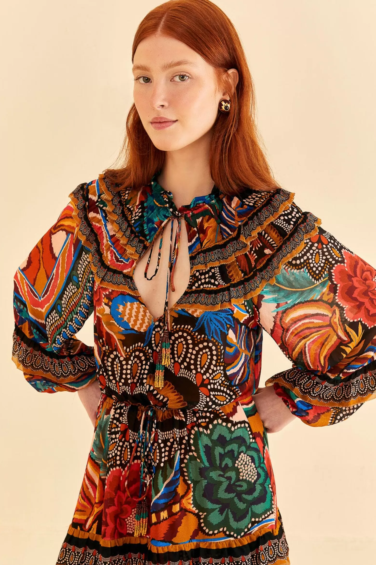 Flash Sale FARM Rio  MULTICOLOR FALL MIX MAXI DRESS